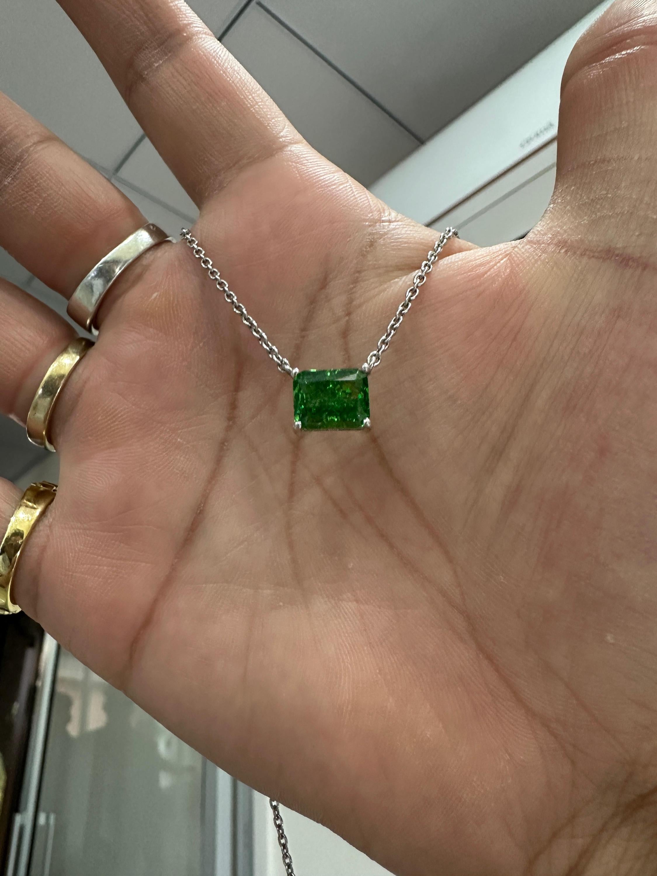 4 CT Zambian Emerald Pendant Necklace | 925 Sterling Silver | Gift for him her