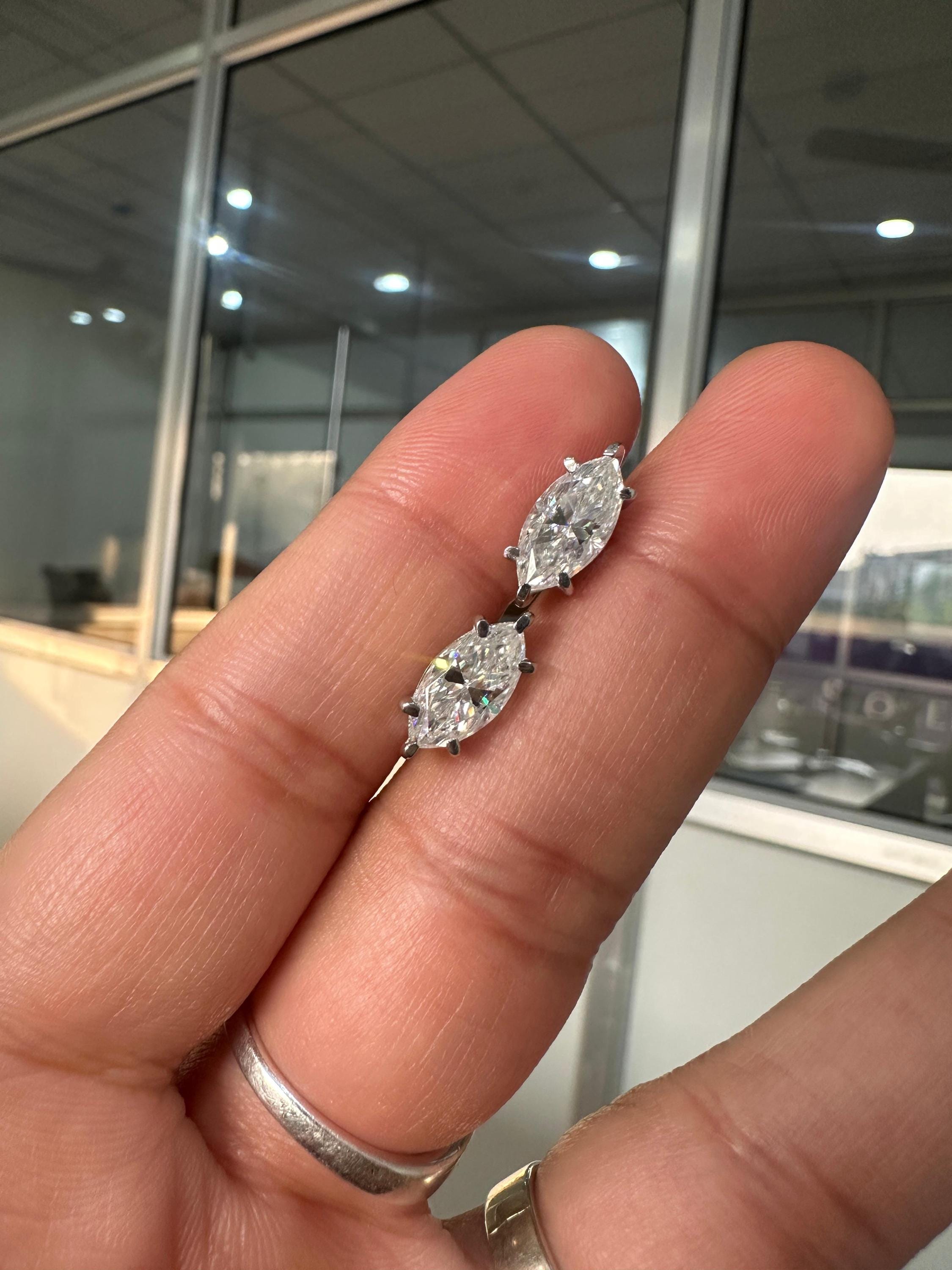 Marquise Moissanite Earrings | 5 CT Daimond Alternative Jewelry | 925 Silver