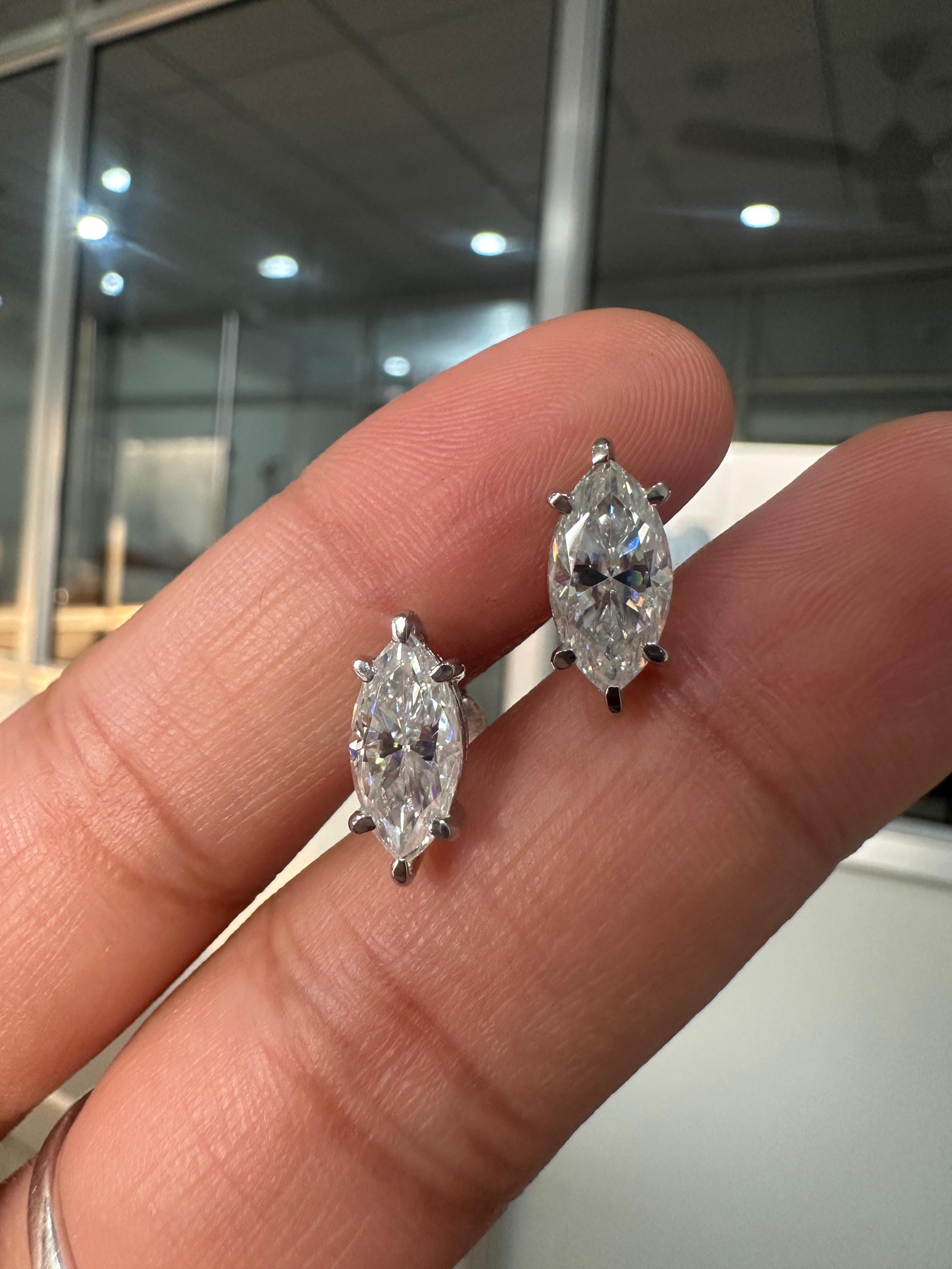 Marquise Moissanite Earrings | 5 CT Daimond Alternative Jewelry | 925 Silver