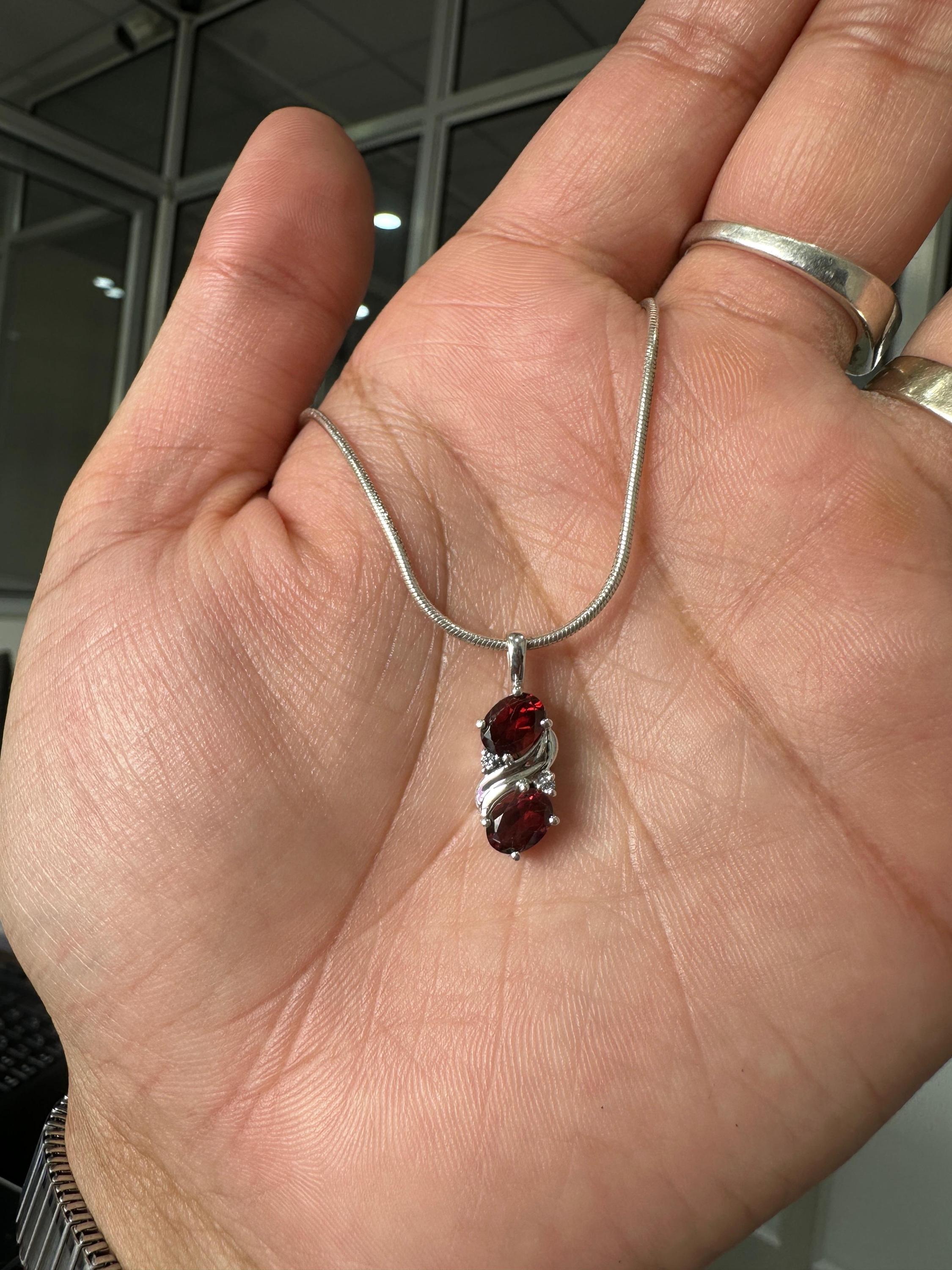 Red Garnet Pendant | 925 Sterling Silver Necklace | January Birthstone Jewelry