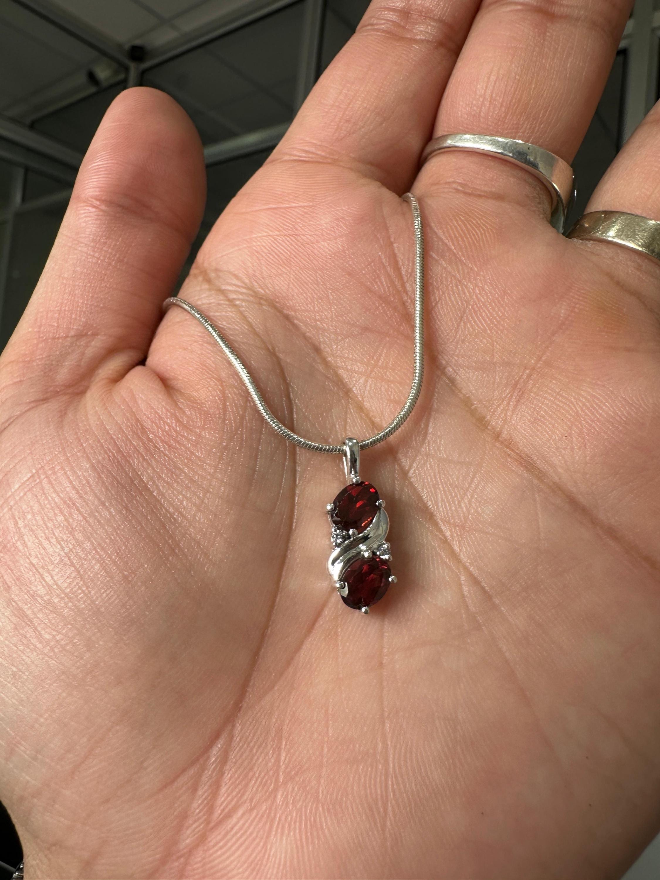 Red Garnet Pendant | 925 Sterling Silver Necklace | January Birthstone Jewelry