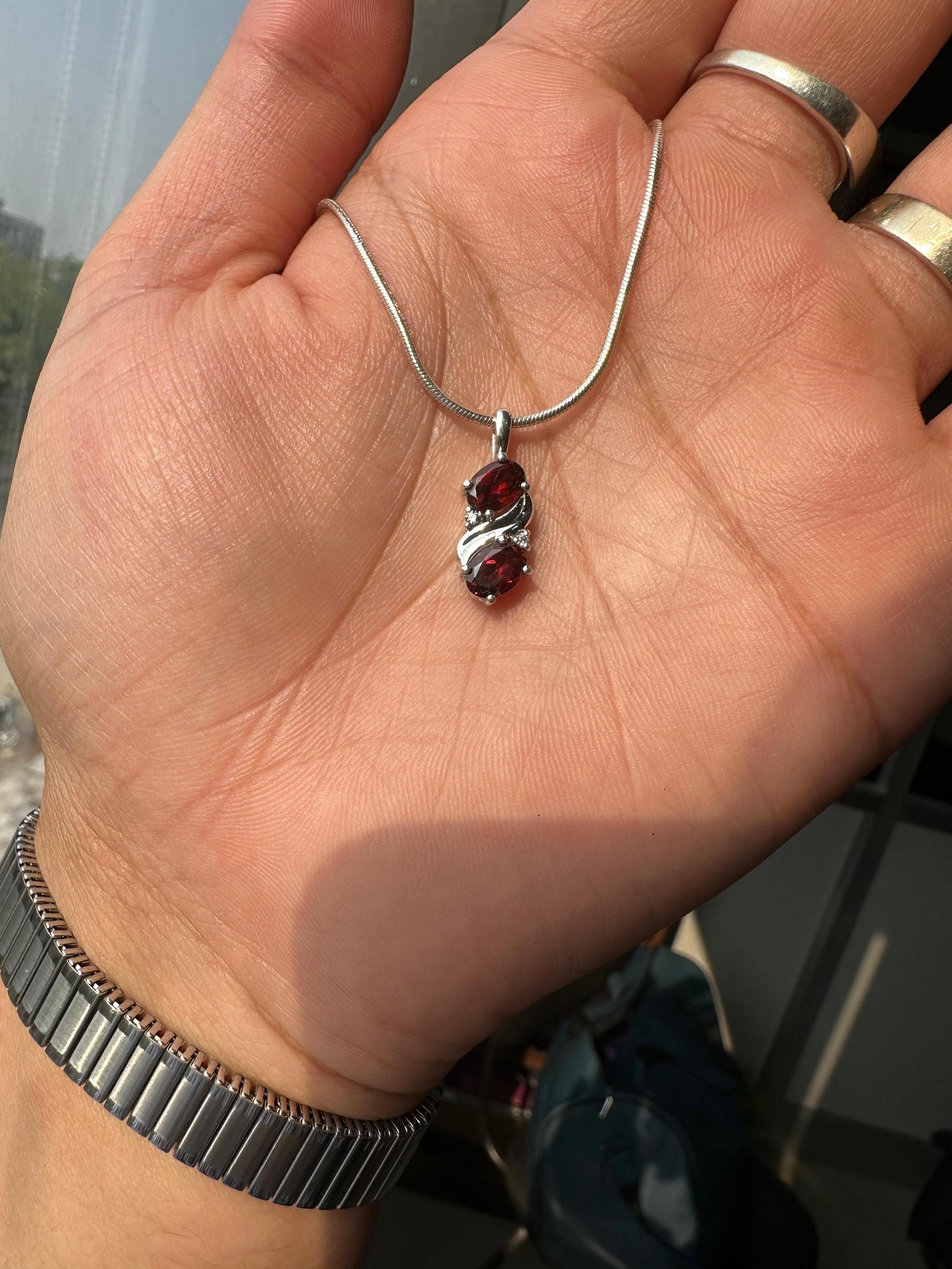 Red Garnet Pendant | 925 Sterling Silver Necklace | January Birthstone Jewelry