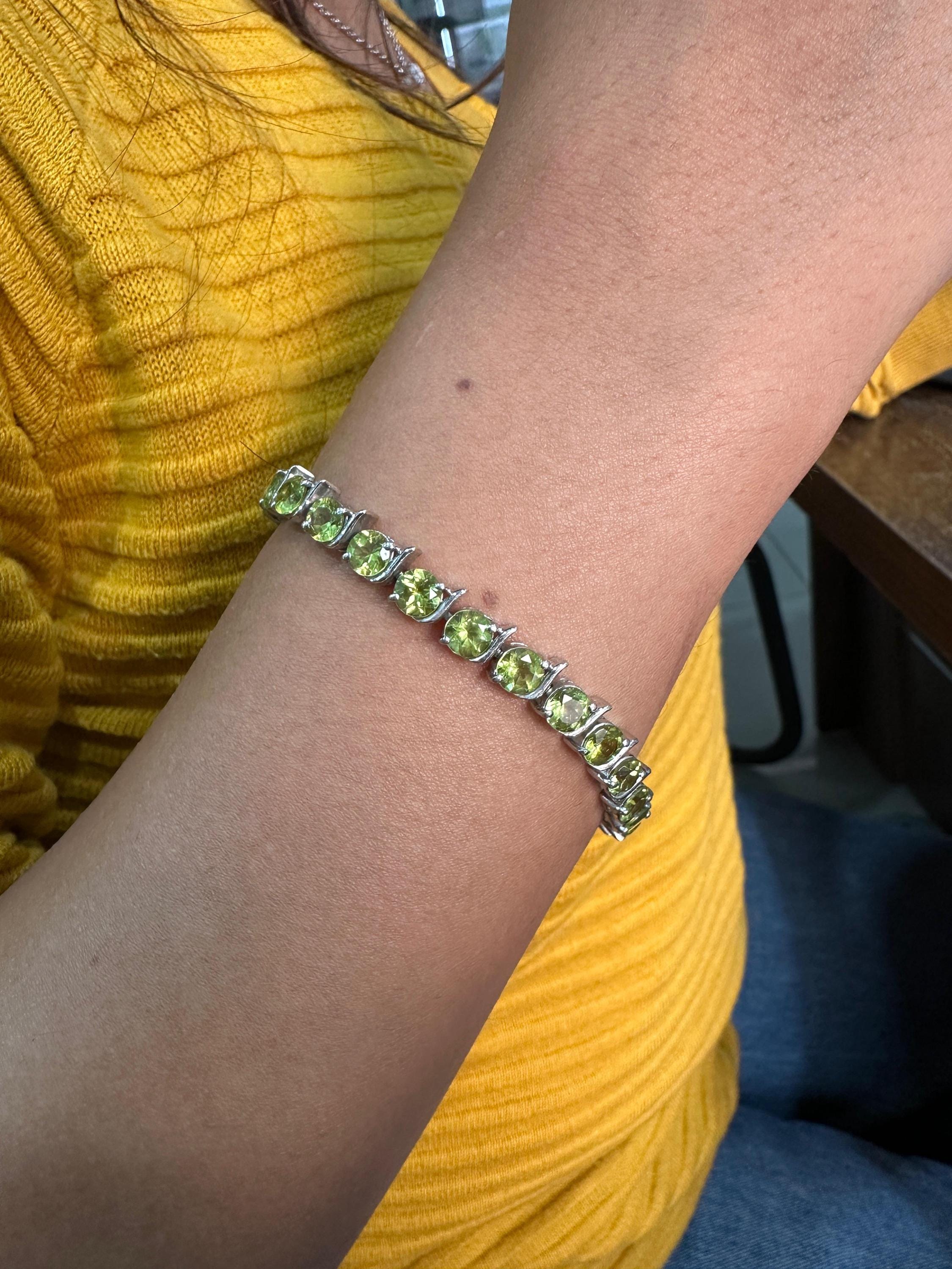 Peridot Tennis Bracelet | 925 Sterling Silver, August Birthstone Jewelry, Luxury Gift for her