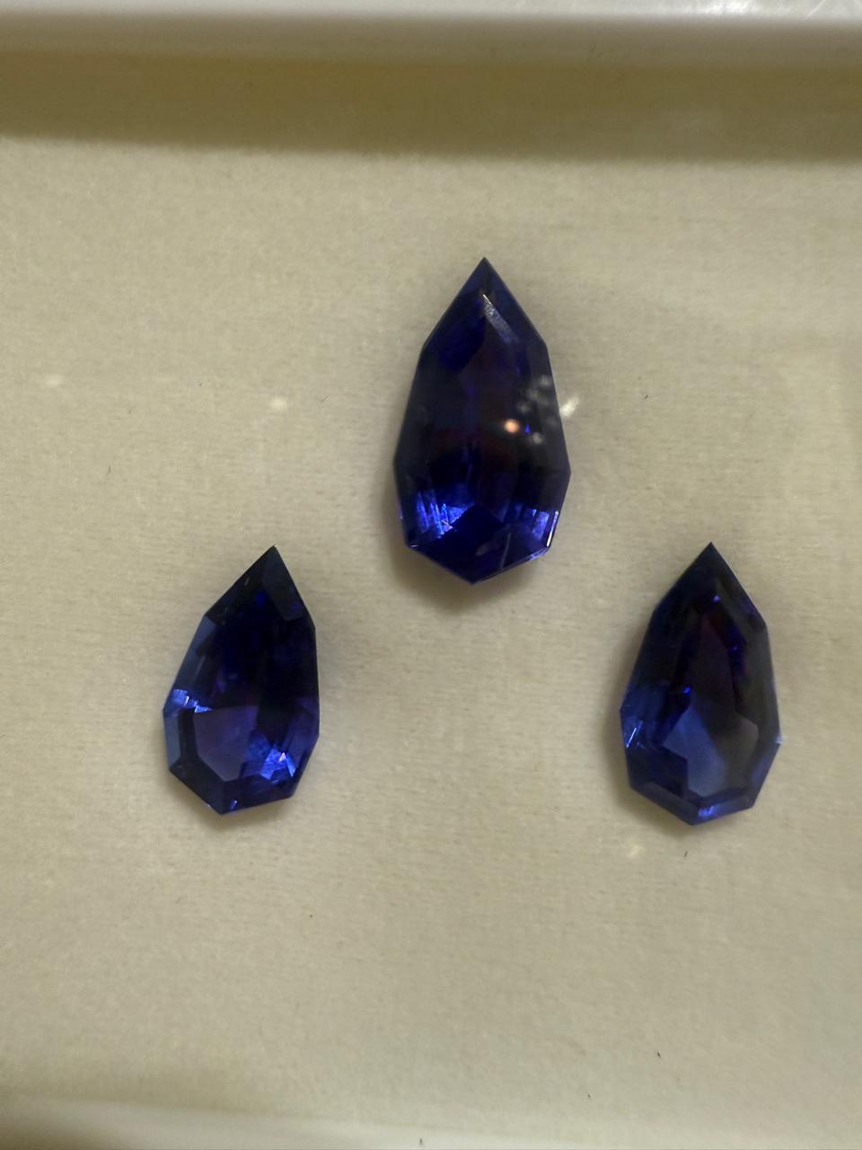 Custom Cut Rare Tanzanite Gemstone Set | IGI Certified Loose Trio | 15 CT Natural Tanzanite