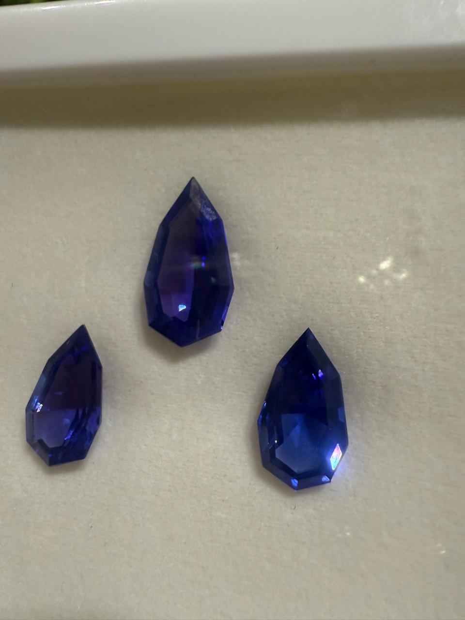 Custom Cut Rare Tanzanite Gemstone Set | IGI Certified Loose Trio | 15 CT Natural Tanzanite