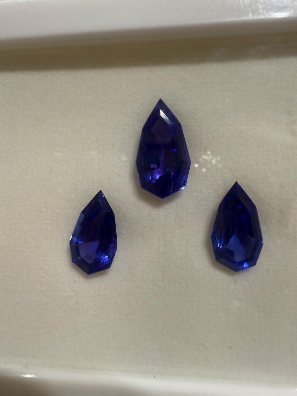 Custom Cut Rare Tanzanite Gemstone Set | IGI Certified Loose Trio | 15 CT Natural Tanzanite