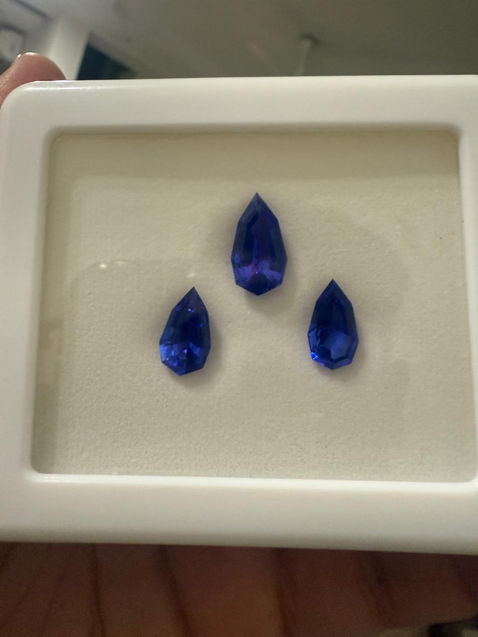 Custom Cut Rare Tanzanite Gemstone Set | IGI Certified Loose Trio | 15 CT Natural Tanzanite