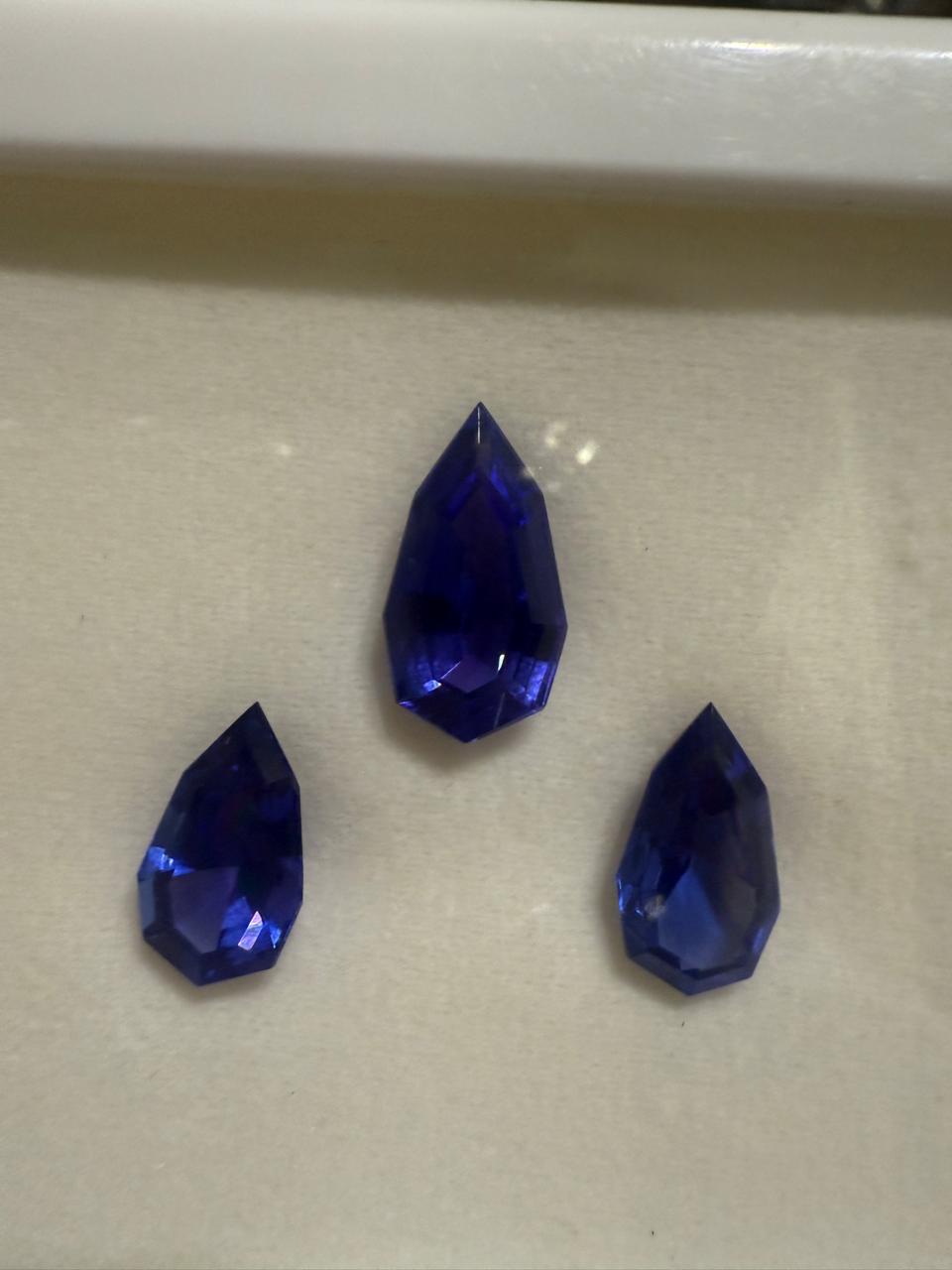 Custom Cut Rare Tanzanite Gemstone Set | IGI Certified Loose Trio | 15 CT Natural Tanzanite
