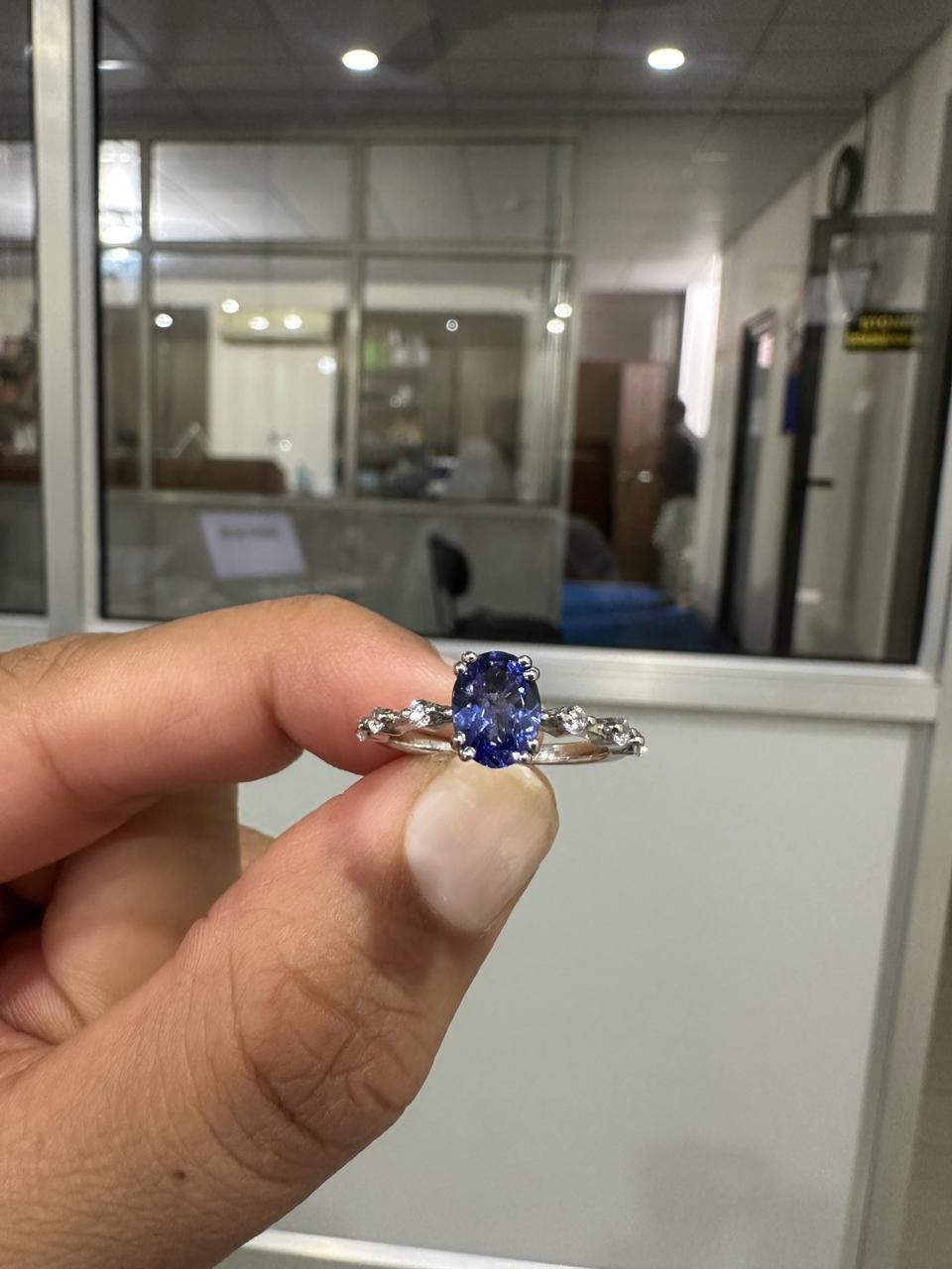 1.5 CT Tanzanite Engagement Ring, 14K White Gold, Minimalist Purple Gemstone Ring