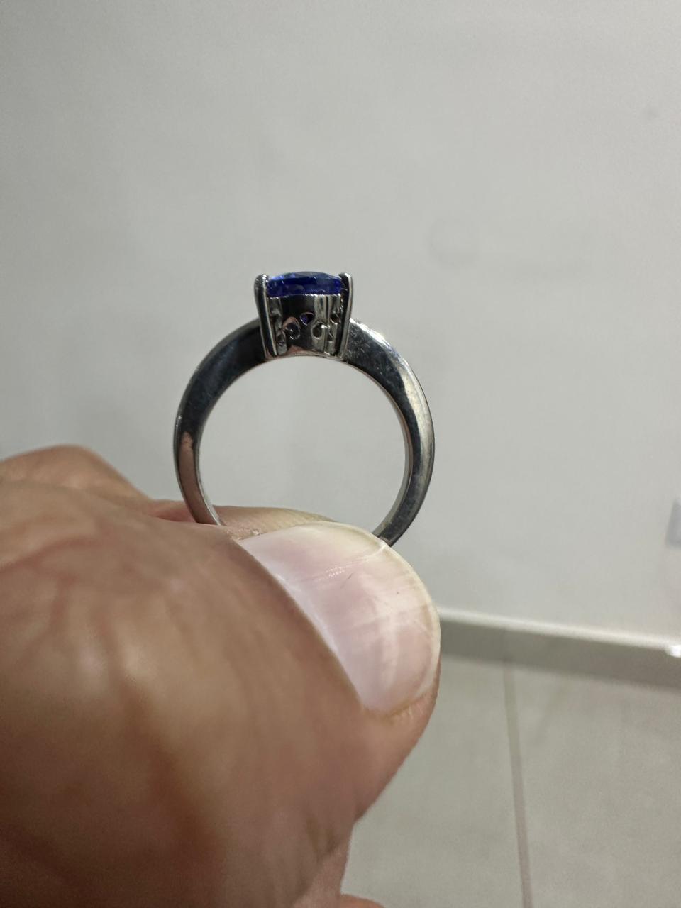 14K White Gold Pear Tanzanite Solitaire Ring, 1.5 Ct Natural Gemstone Engagement Ring
