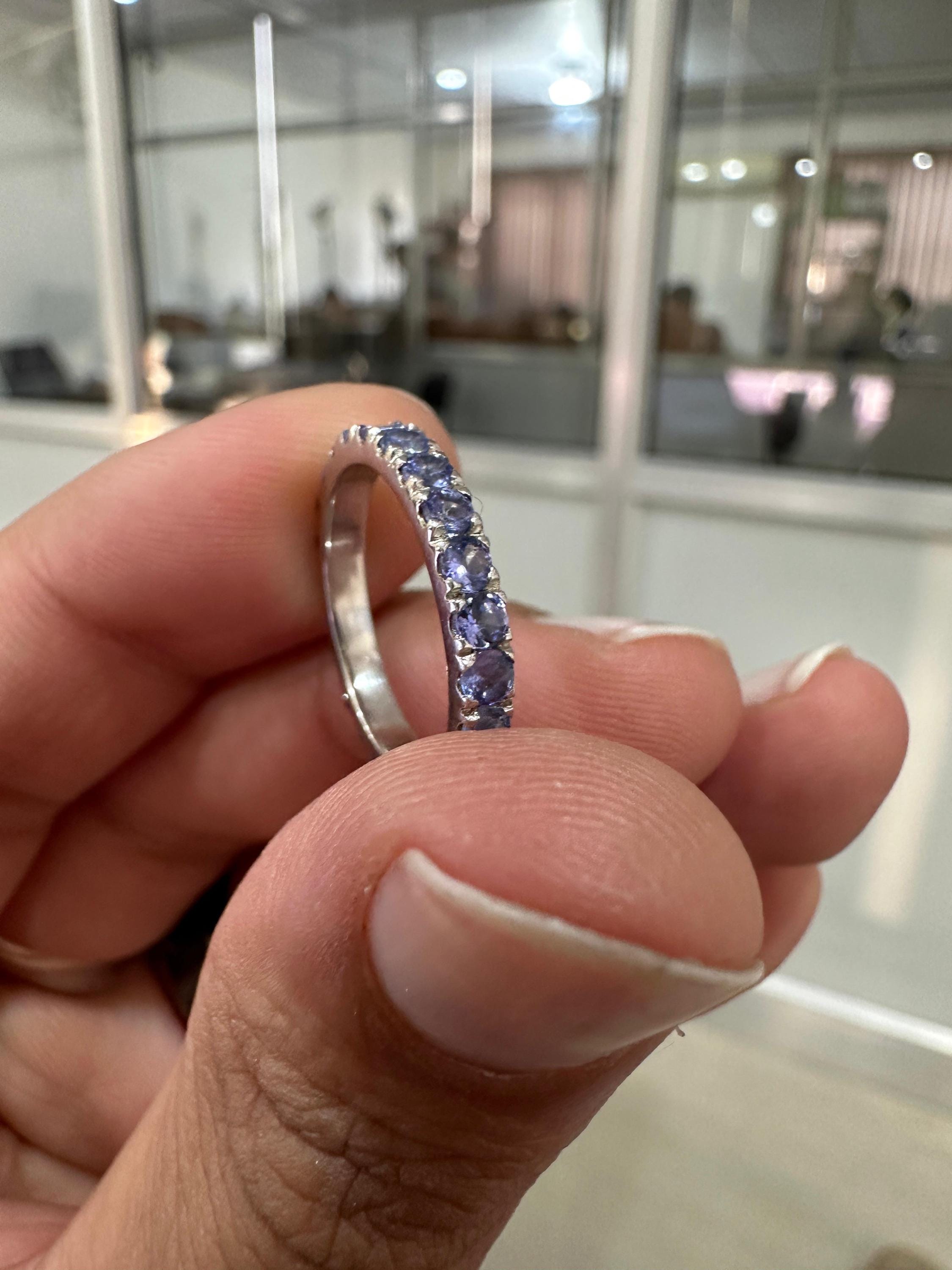 Tanzanite Eternity Band | 14K White Gold Wedding Ring