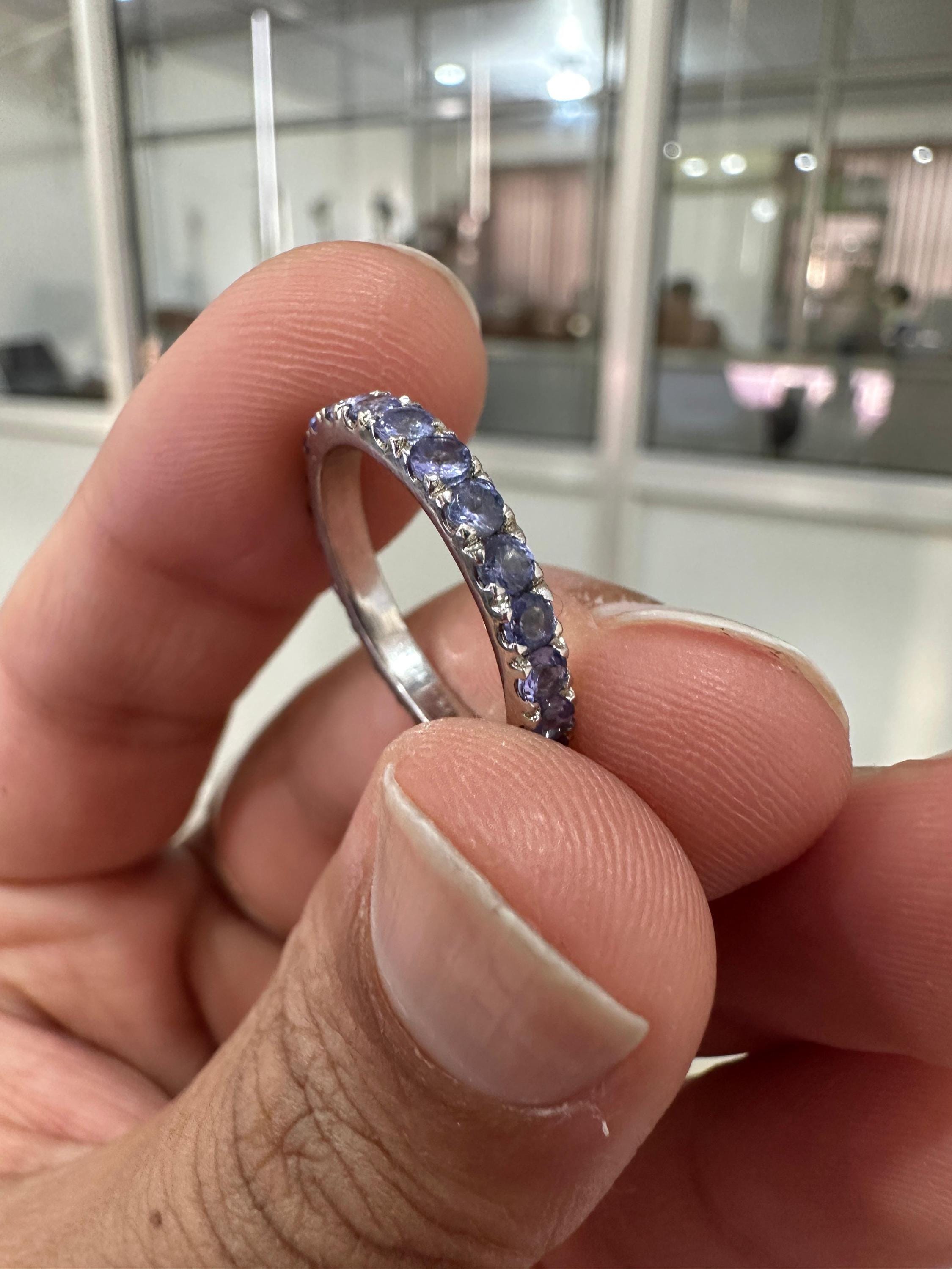 Tanzanite Eternity Band | 14K White Gold Wedding Ring