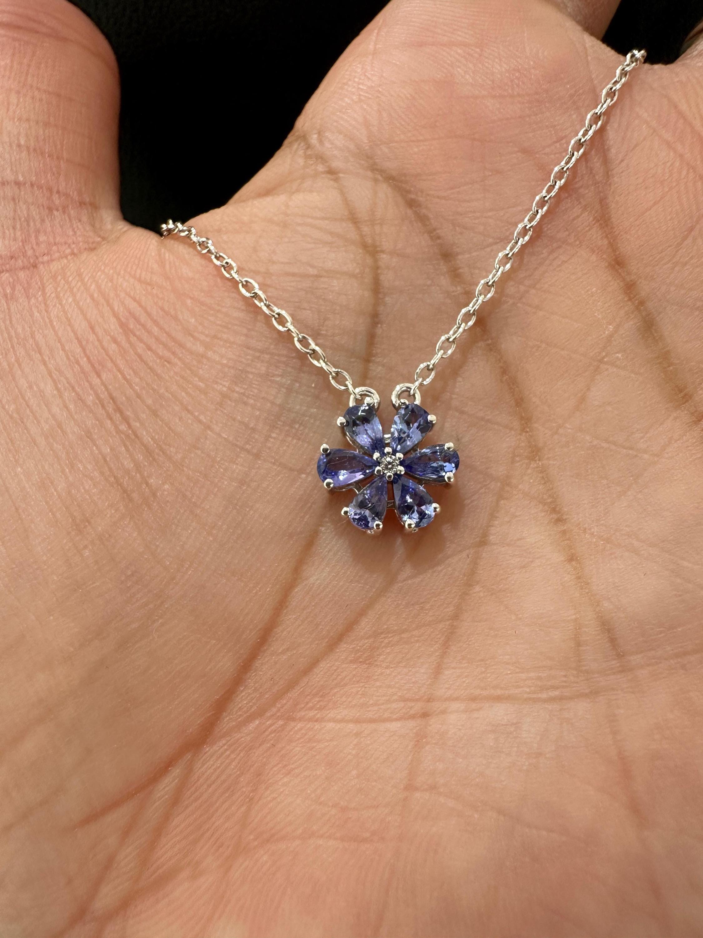Floral Tanzanite Pendant Necklace | 925 Silver, December Birthstone Jewelry