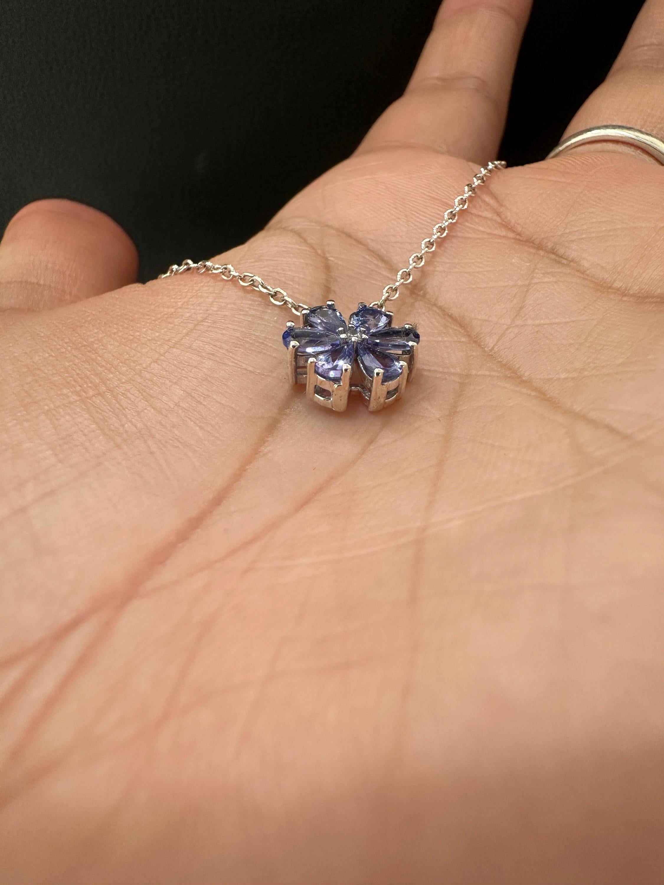 Floral Tanzanite Pendant Necklace | 925 Silver, December Birthstone Jewelry