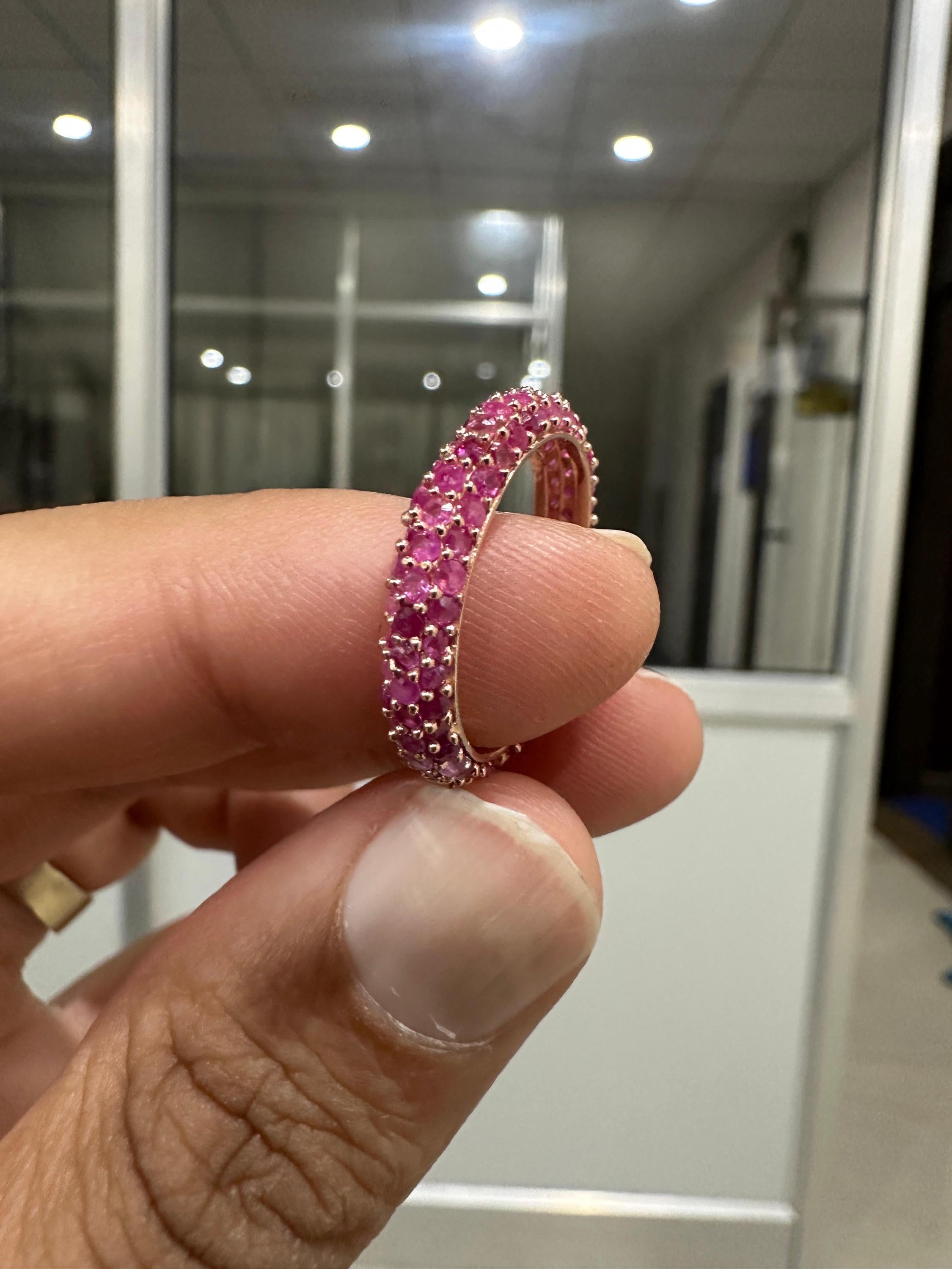 Natural Ruby 14K Gold Eternity Band | July Birthstone Ring