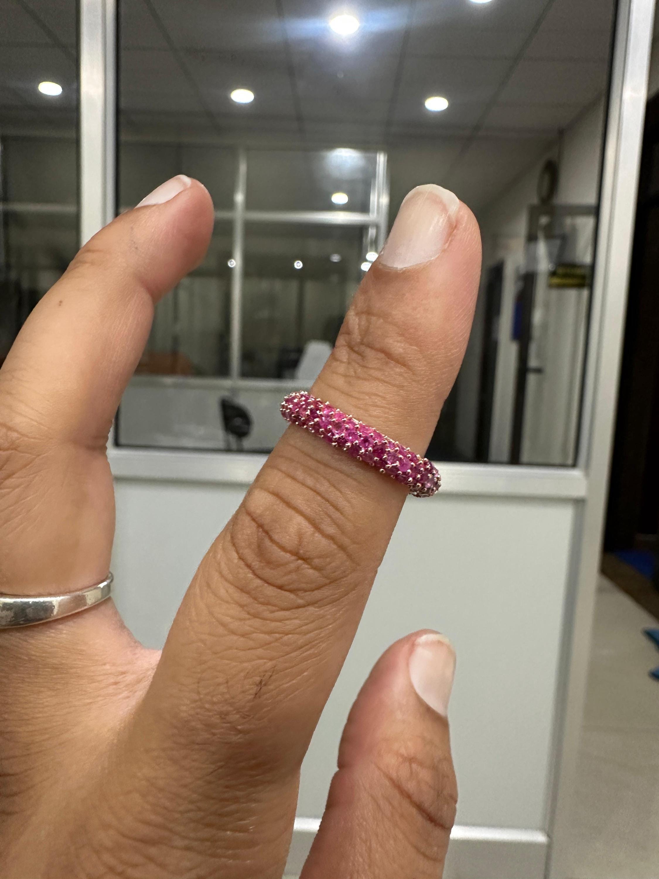 Natural Ruby 14K Gold Eternity Band | July Birthstone Ring