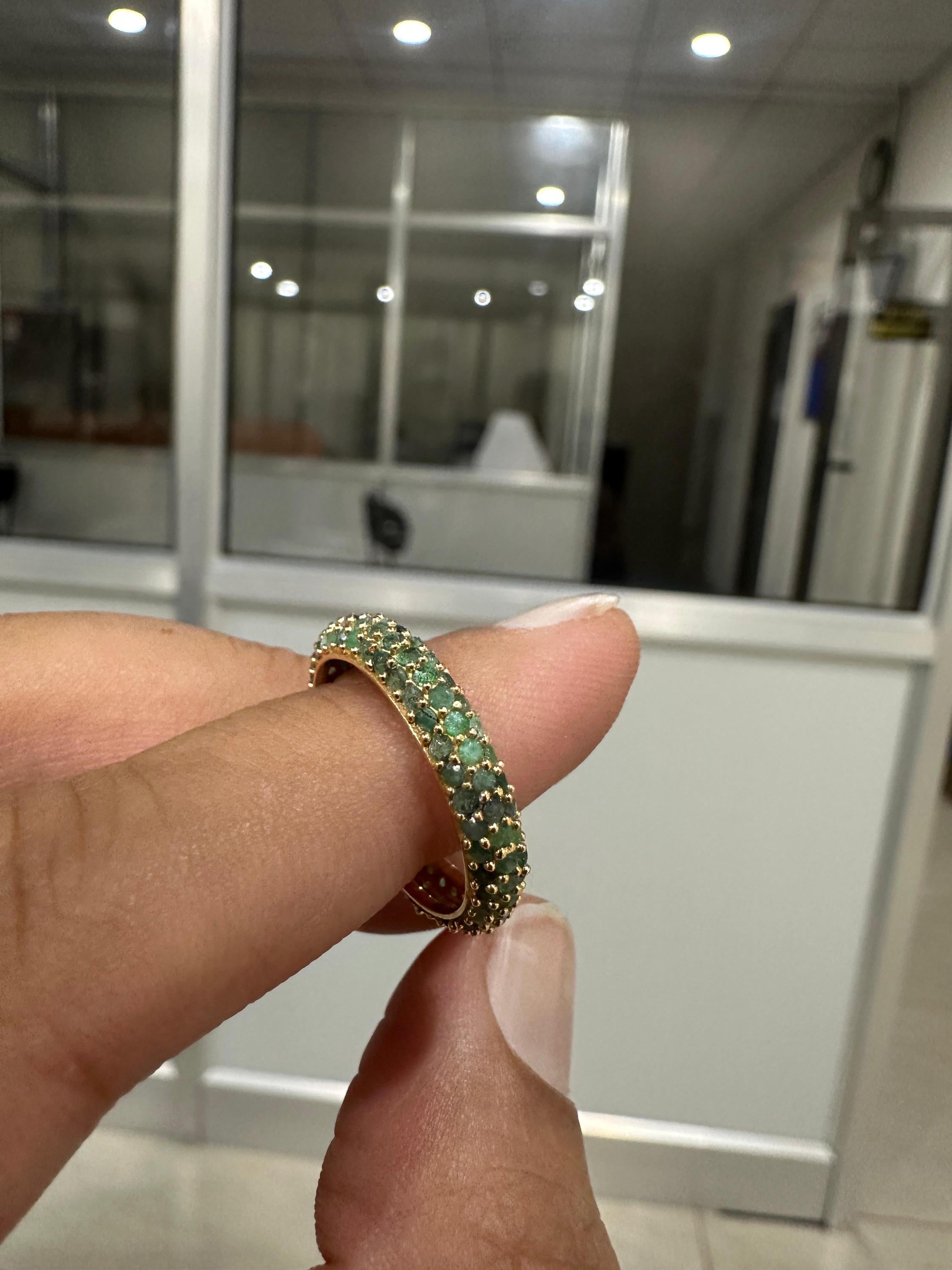 Natural Emerald Eternity Band | 14K Gold Ring, May Birthstone