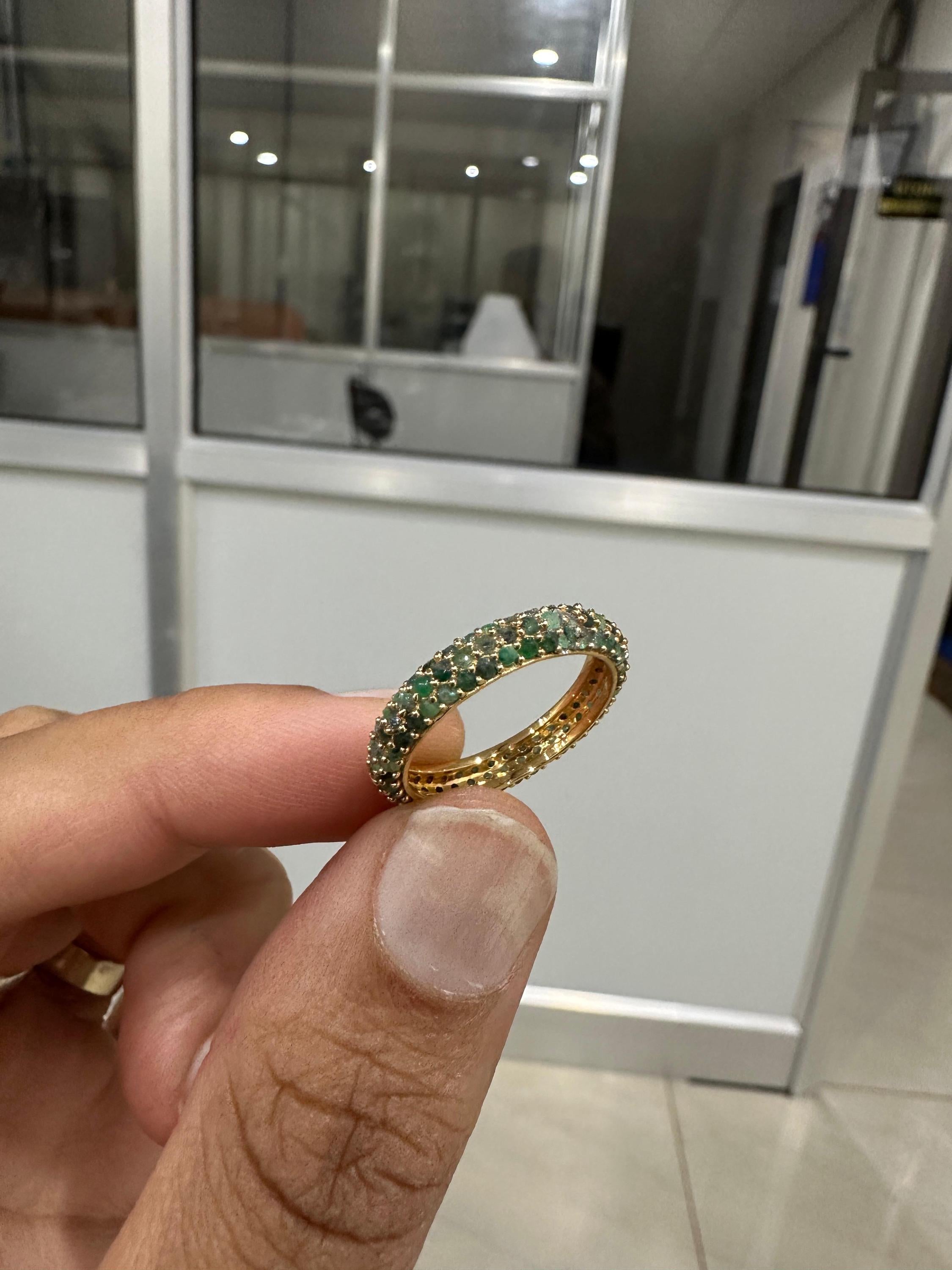 Natural Emerald Eternity Band | 14K Gold Ring, May Birthstone