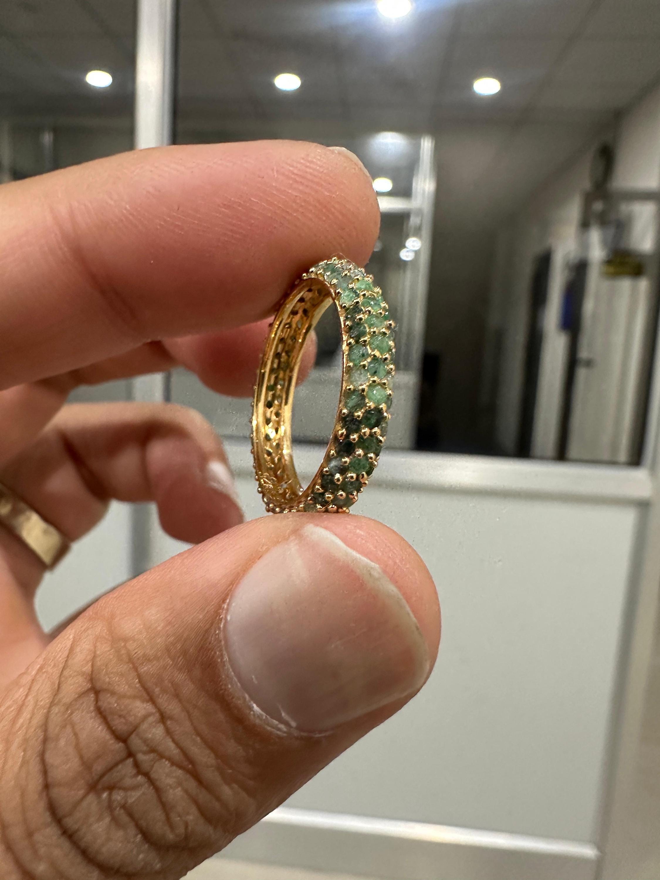 Natural Emerald Eternity Band | 14K Gold Ring, May Birthstone