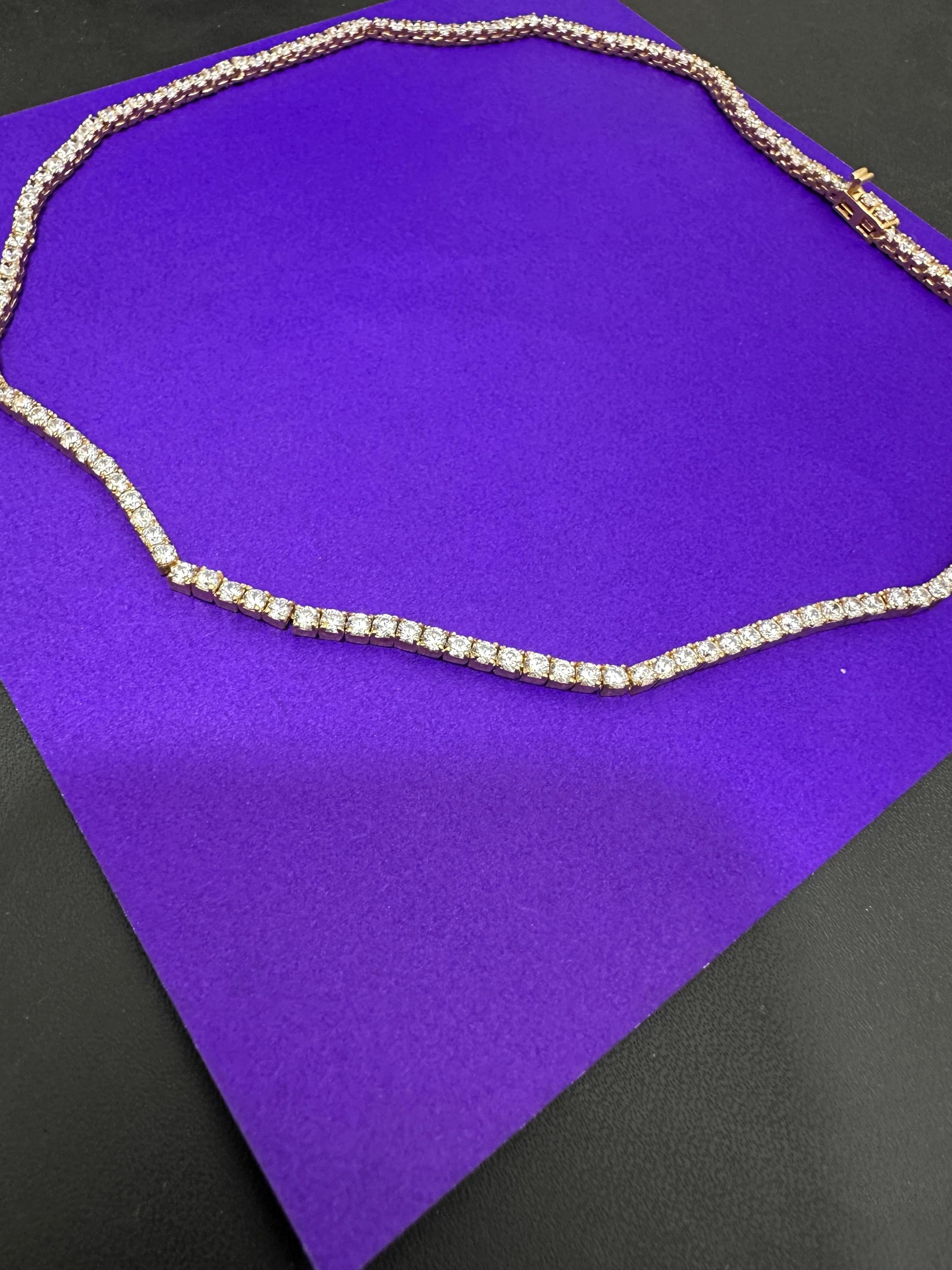 Classic Moissanite Tennis Necklace | 14K Gold Finish, Fine Jewelry Gift