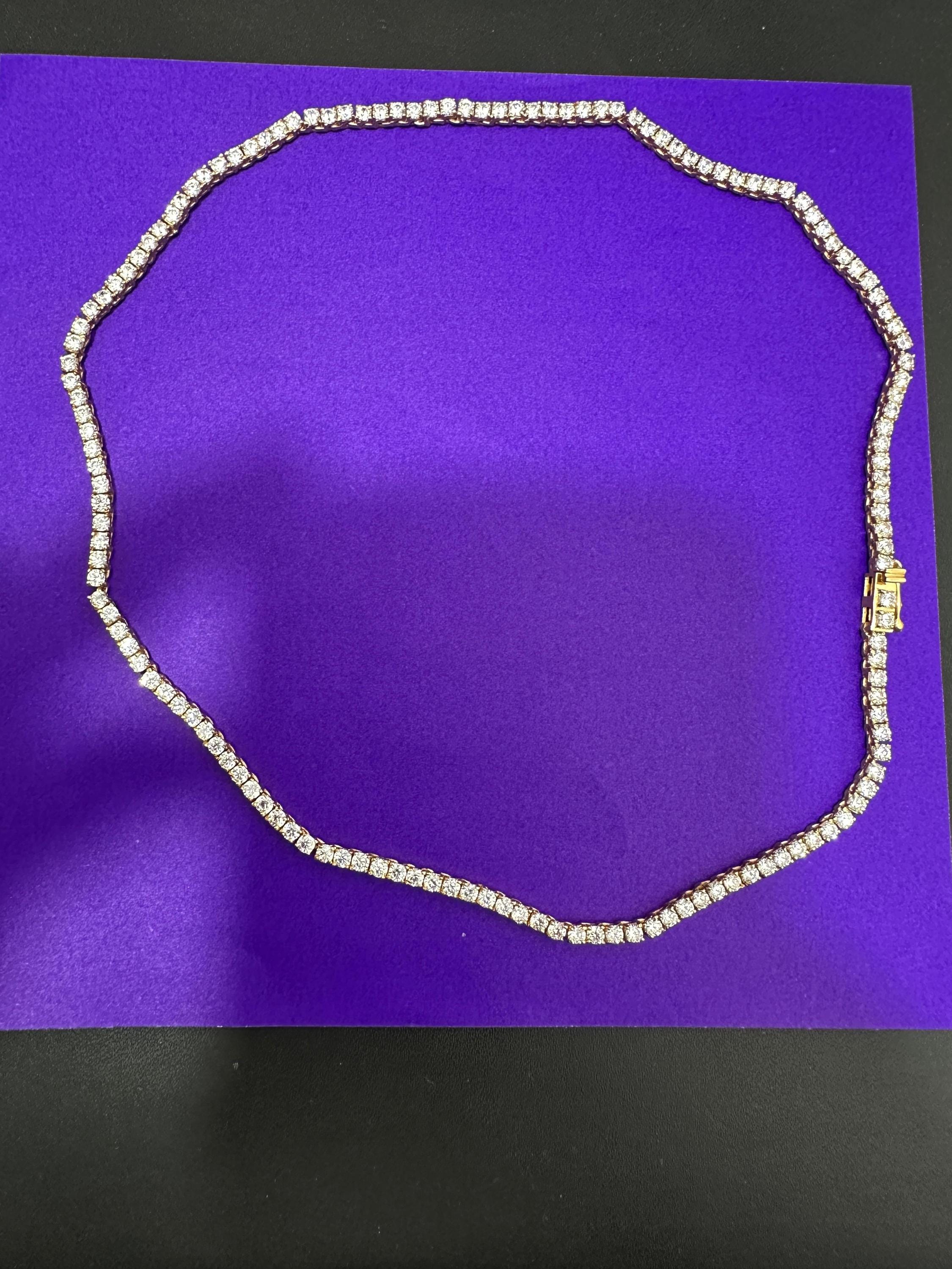 Classic Moissanite Tennis Necklace | 14K Gold Finish, Fine Jewelry Gift