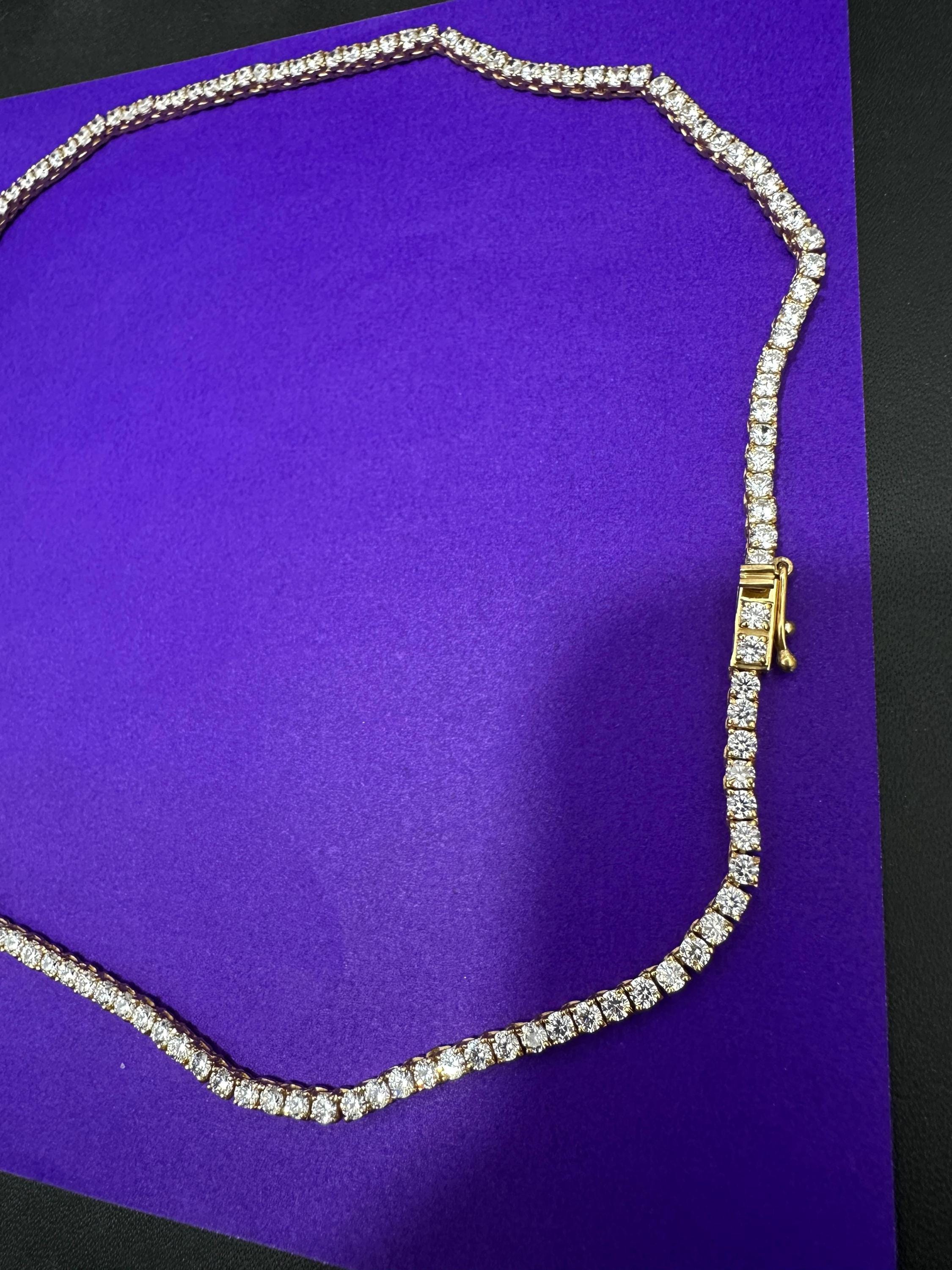 Classic Moissanite Tennis Necklace | 14K Gold Finish, Fine Jewelry Gift