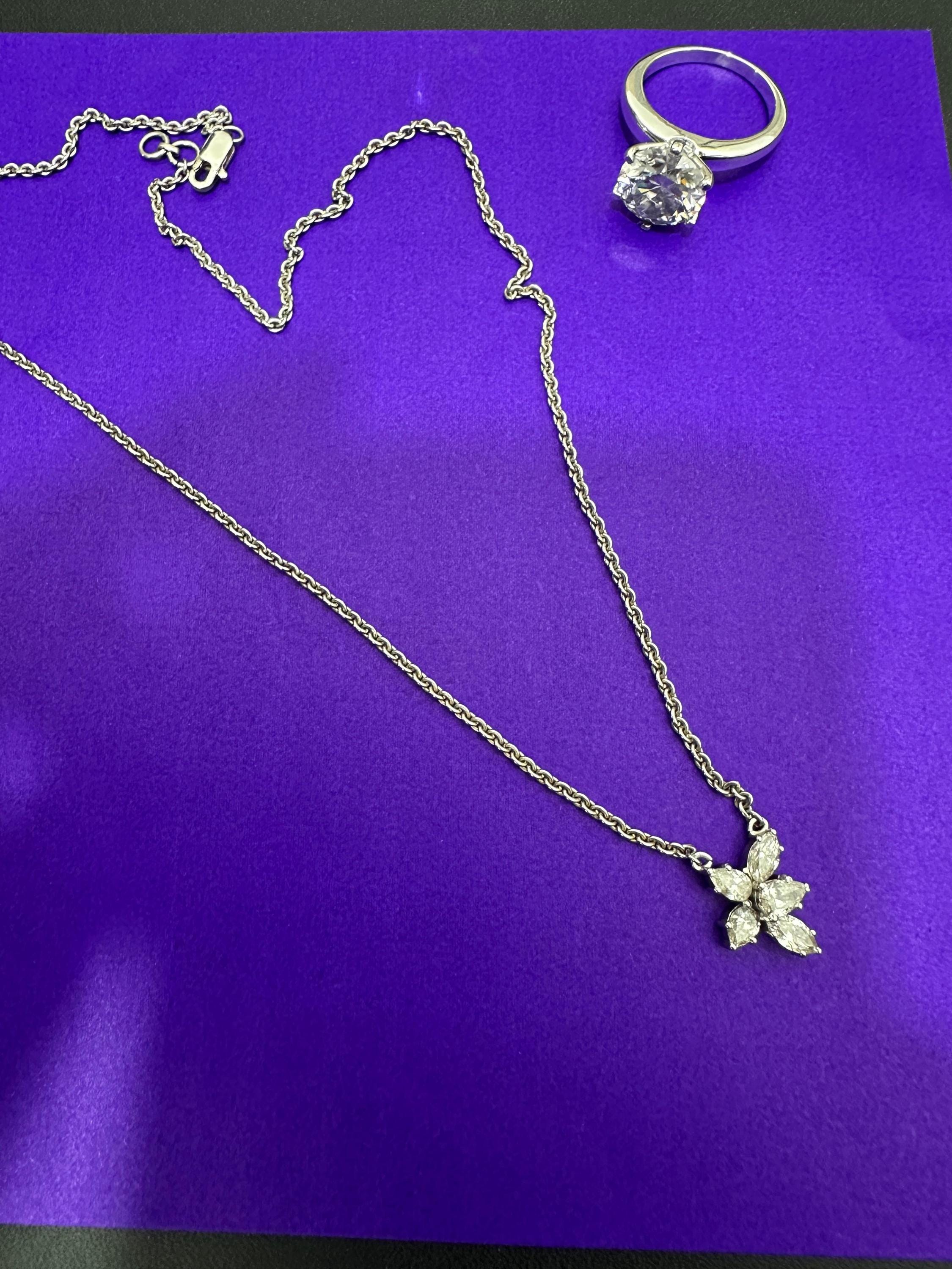 Diamond Butterfly Pendant Necklace | 14kt White Gold Finish, Fine Jewelry for Gift