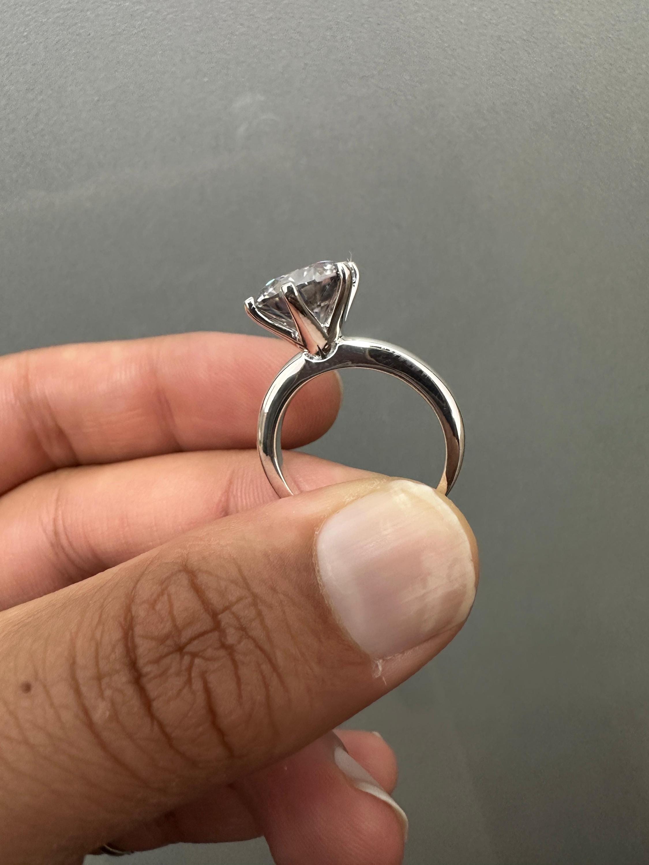 5 CT Solitaire Engagement Ring | 14K White Gold Finish, Six Prong