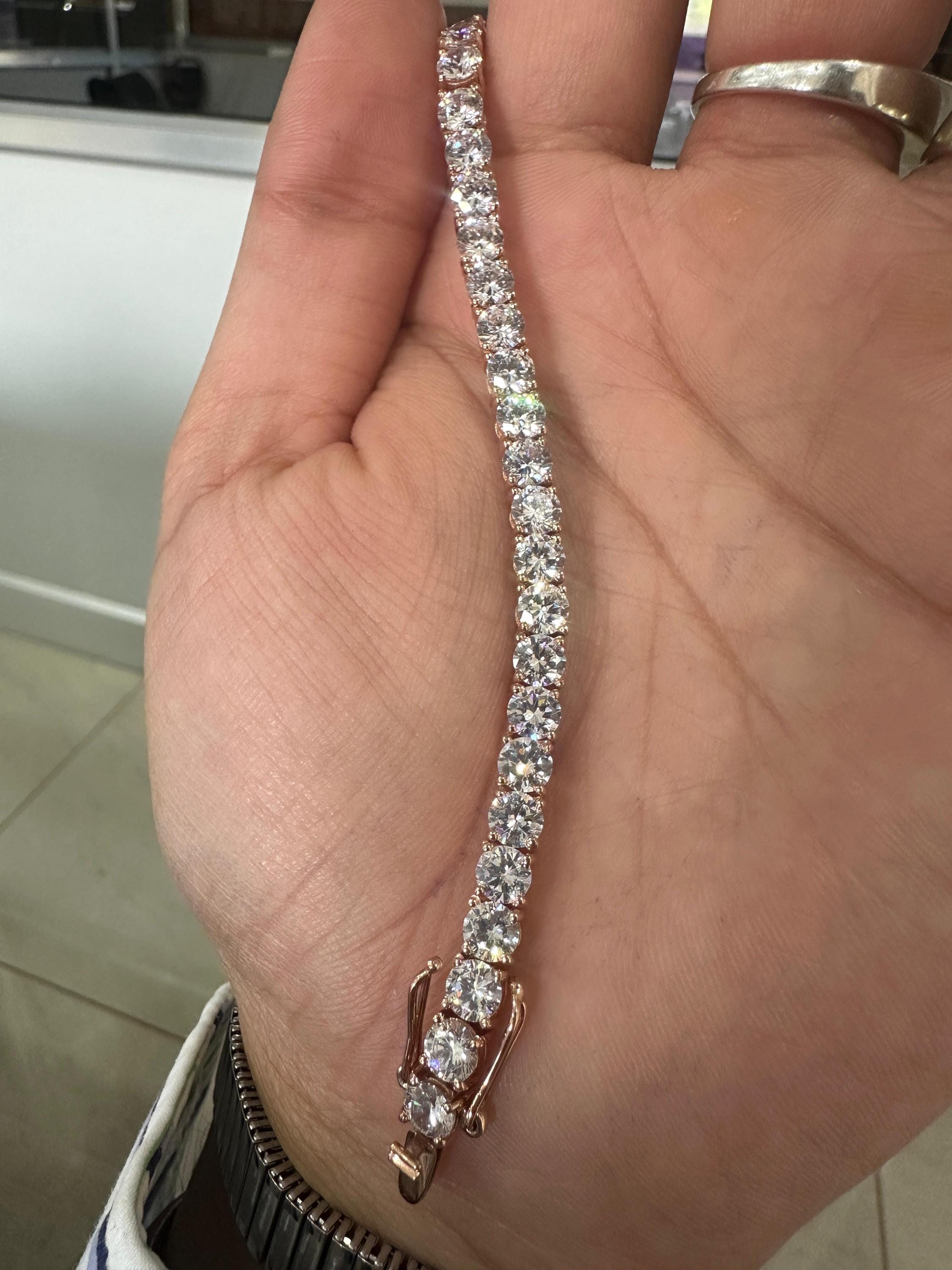 14K Rose Gold Moissanite Tennis Bracelet | Luxury Bracelet for Gift