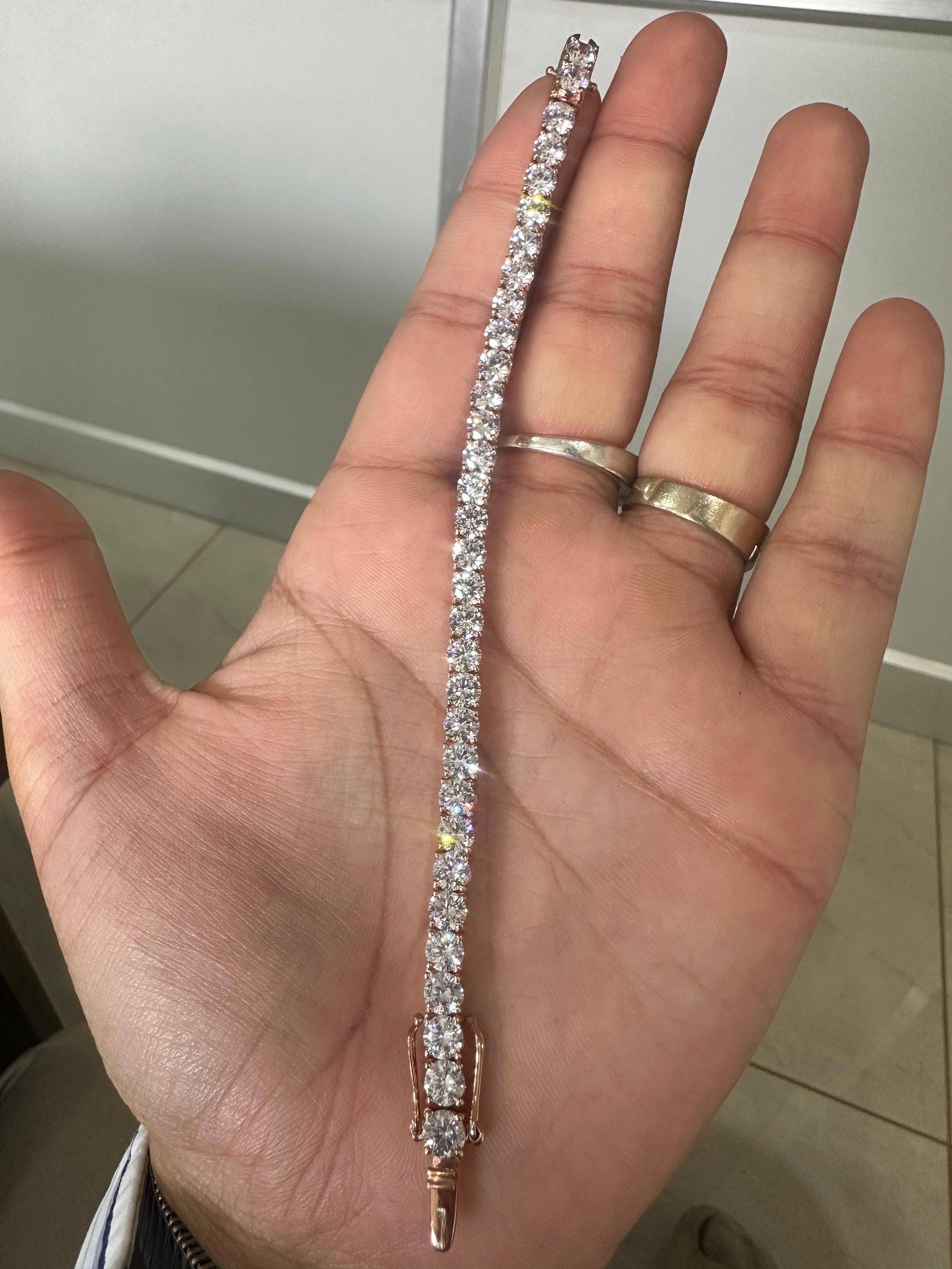 14K Rose Gold Moissanite Tennis Bracelet | Luxury Bracelet for Gift