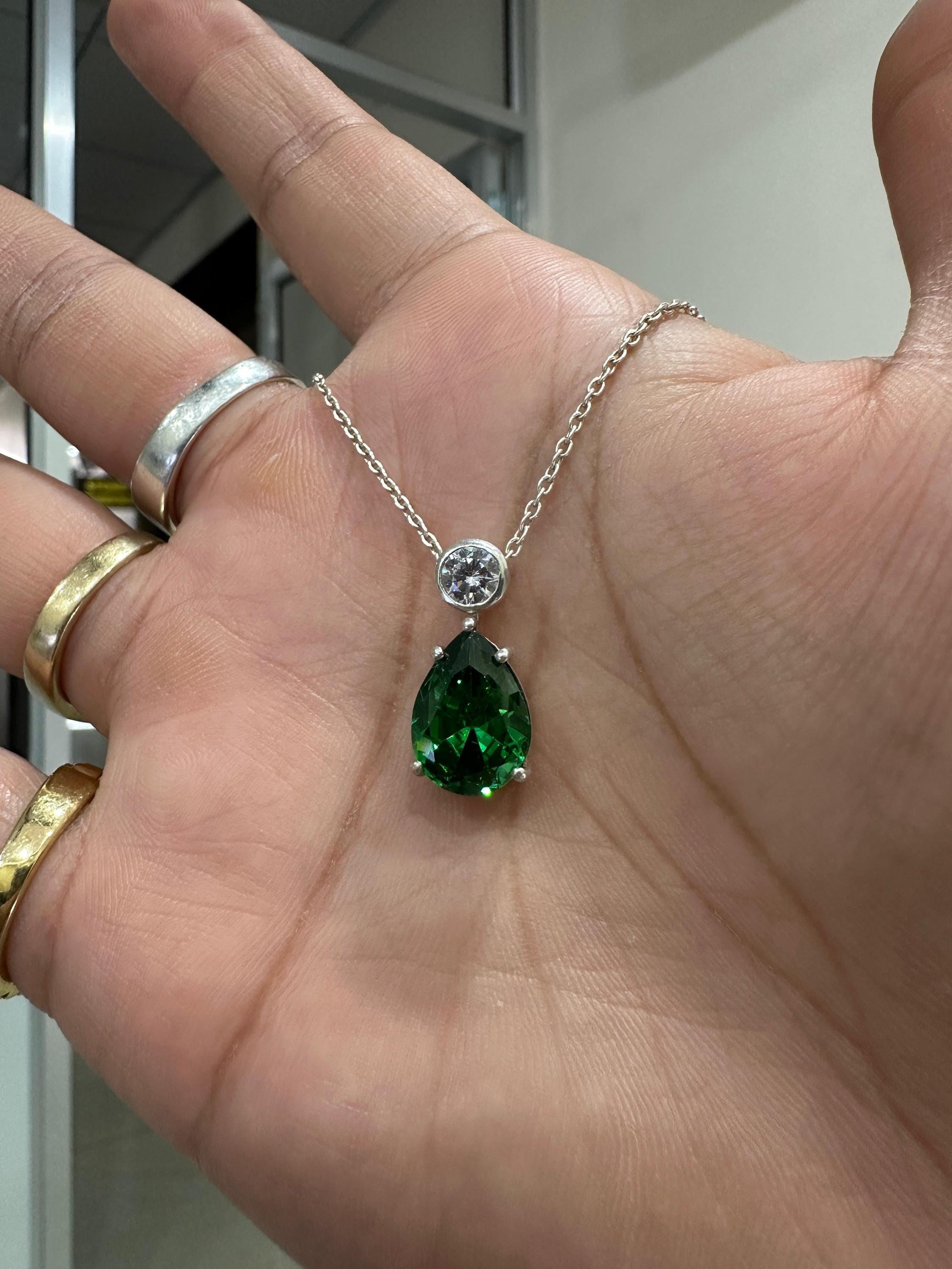 Pear Teardrop Emerald Pendant | Unique 6 CT Heirloom Jewelry for her