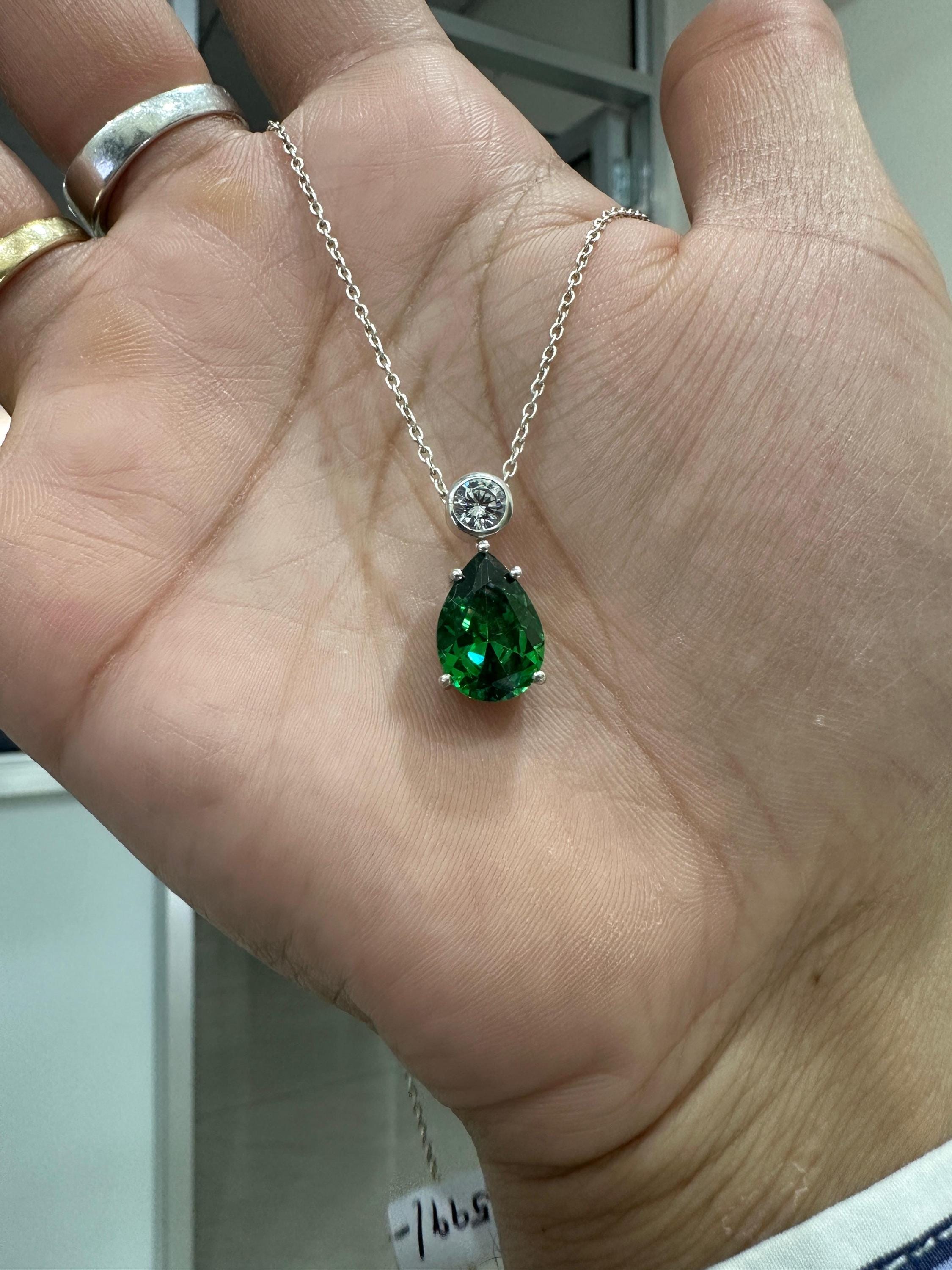Pear Teardrop Emerald Pendant | Unique 6 CT Heirloom Jewelry for her