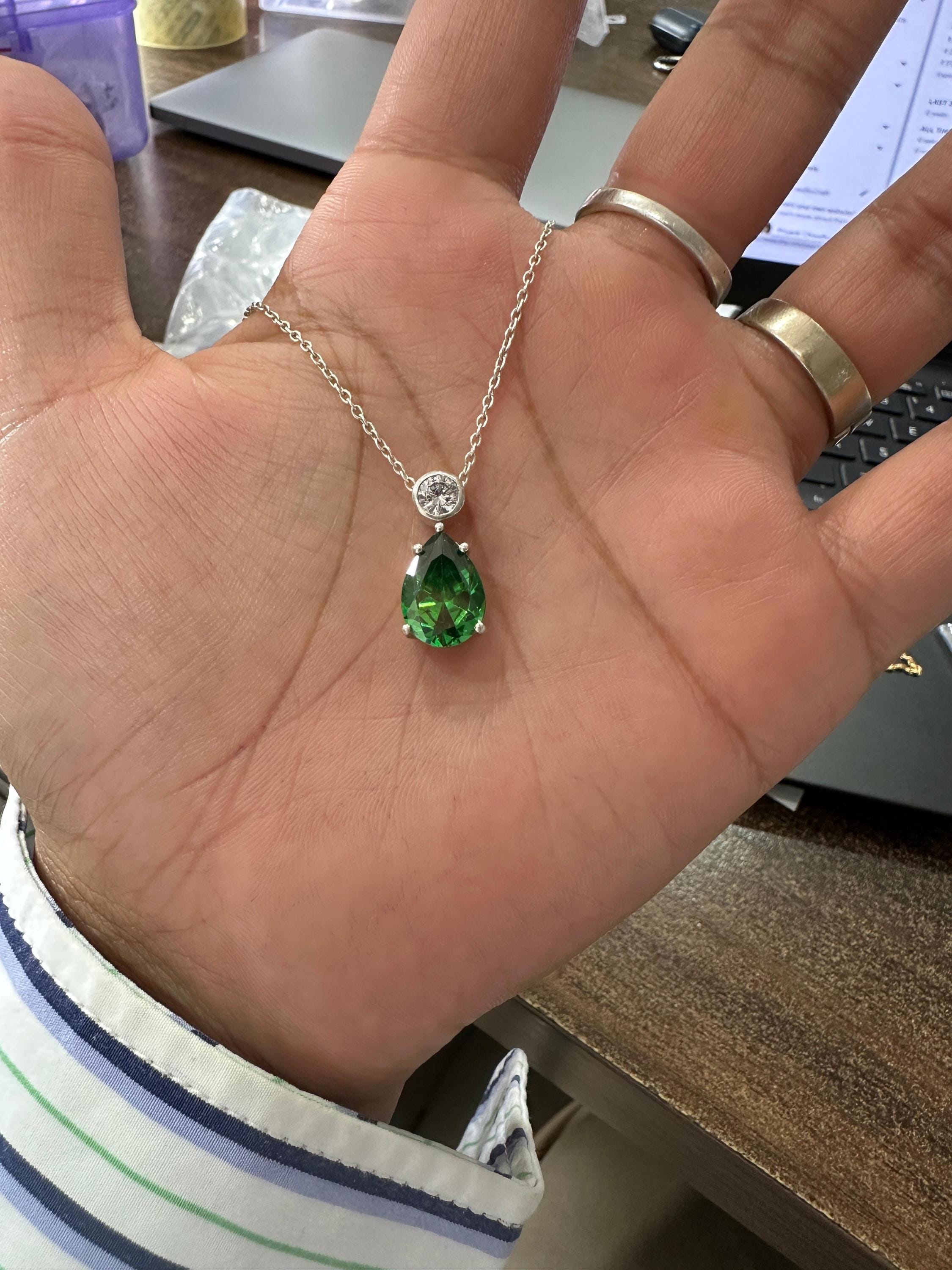 Pear Teardrop Emerald Pendant | Unique 6 CT Heirloom Jewelry for her