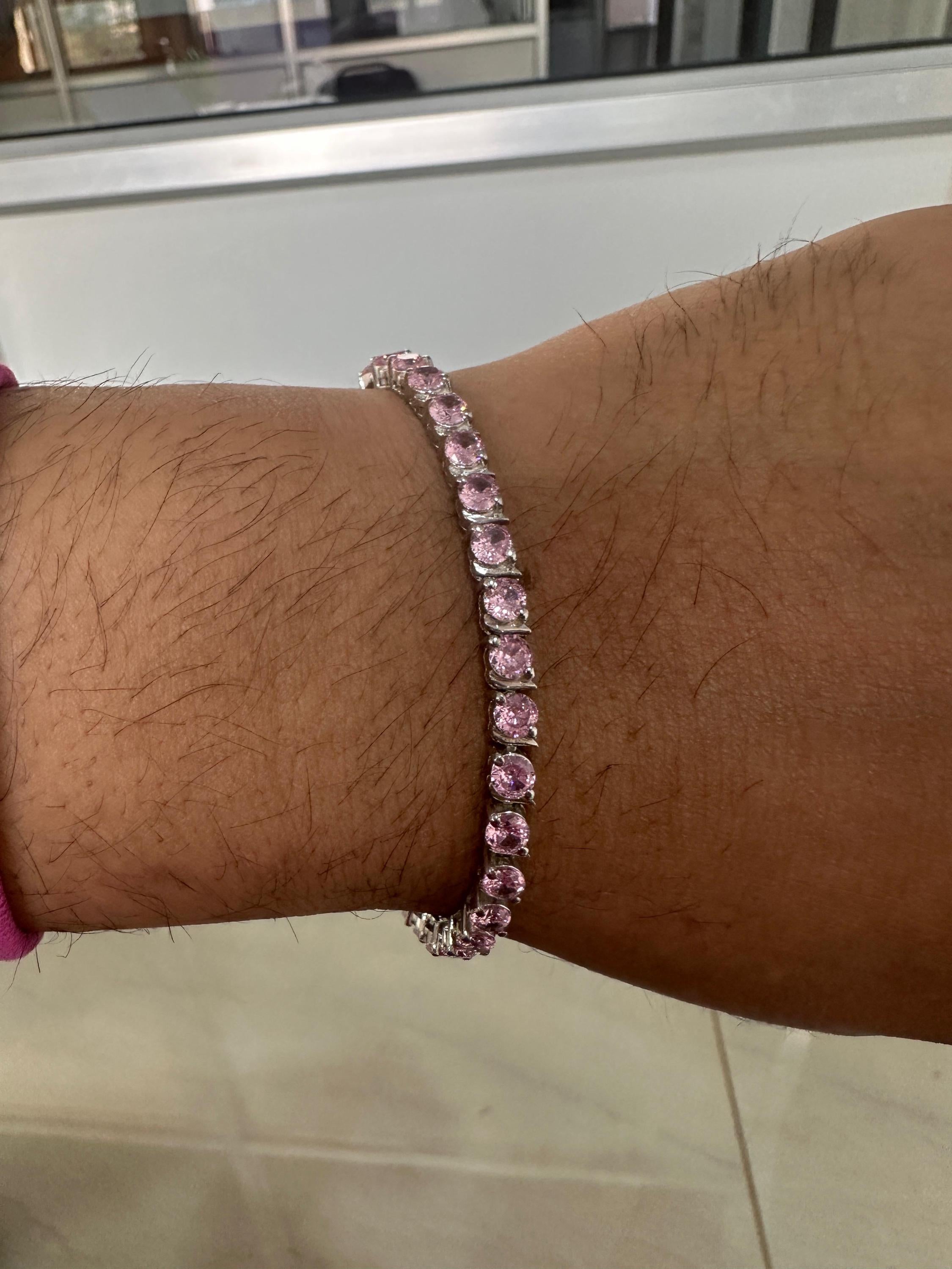 Pink Diamond Tennis Bracelet | 925 Sterling Silver, Luxury jewelry for gift