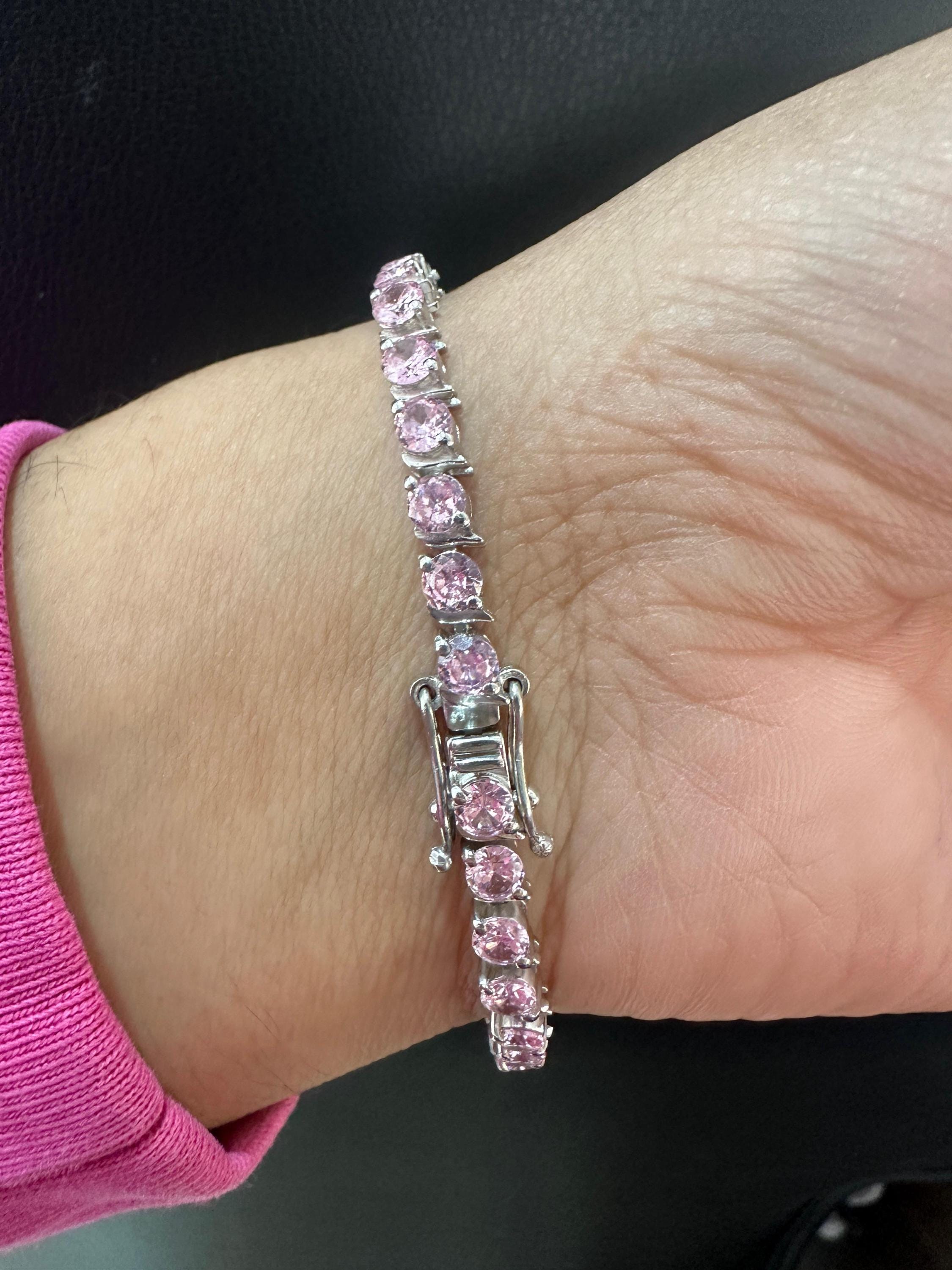 Pink Diamond Tennis Bracelet | 925 Sterling Silver, Luxury jewelry for gift