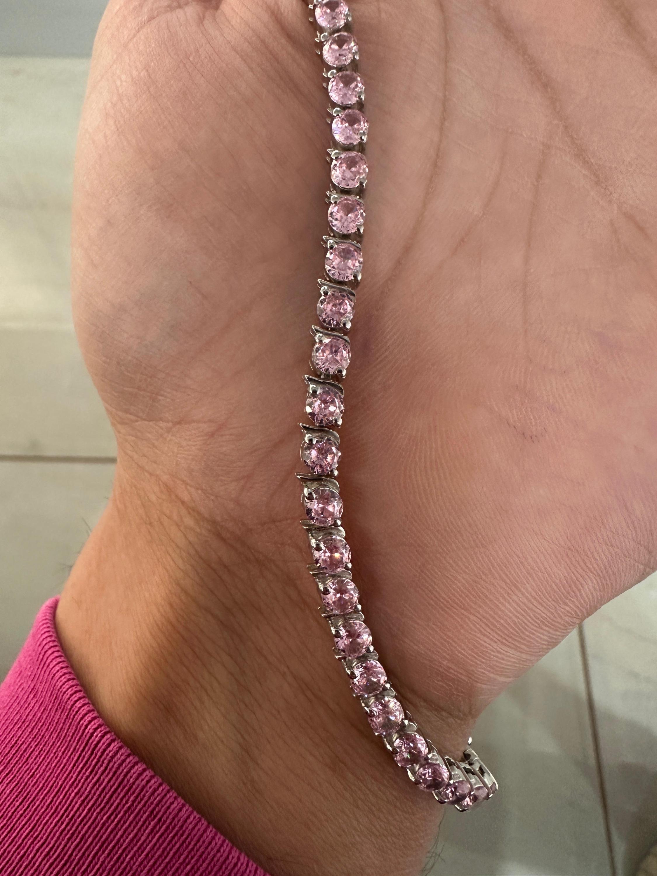 Pink Diamond Tennis Bracelet | 925 Sterling Silver, Luxury jewelry for gift