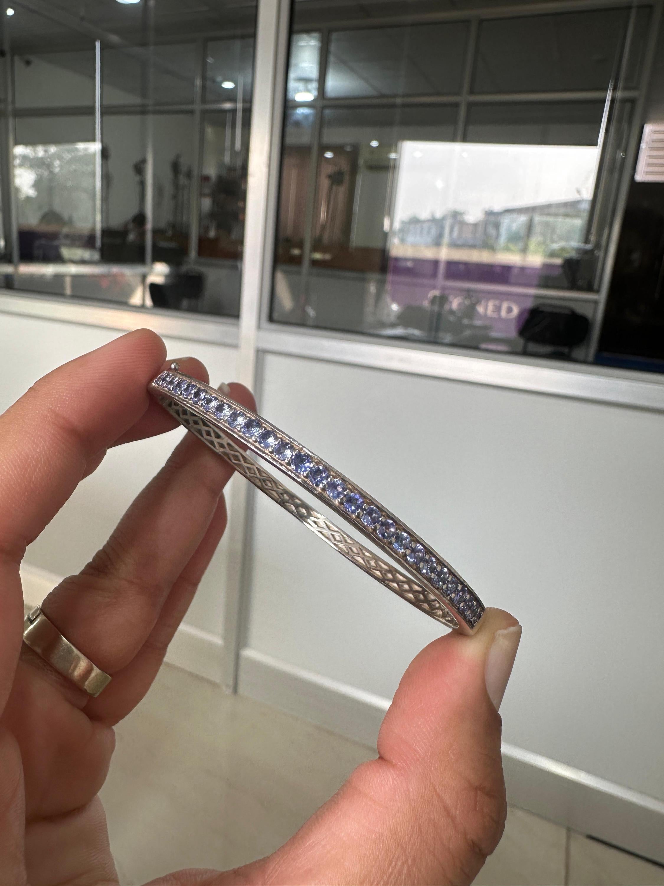 Tanzanite Cuff Bracelet, 925 Sterling Silver, December Birthstone Jewelry, Gift for Her
