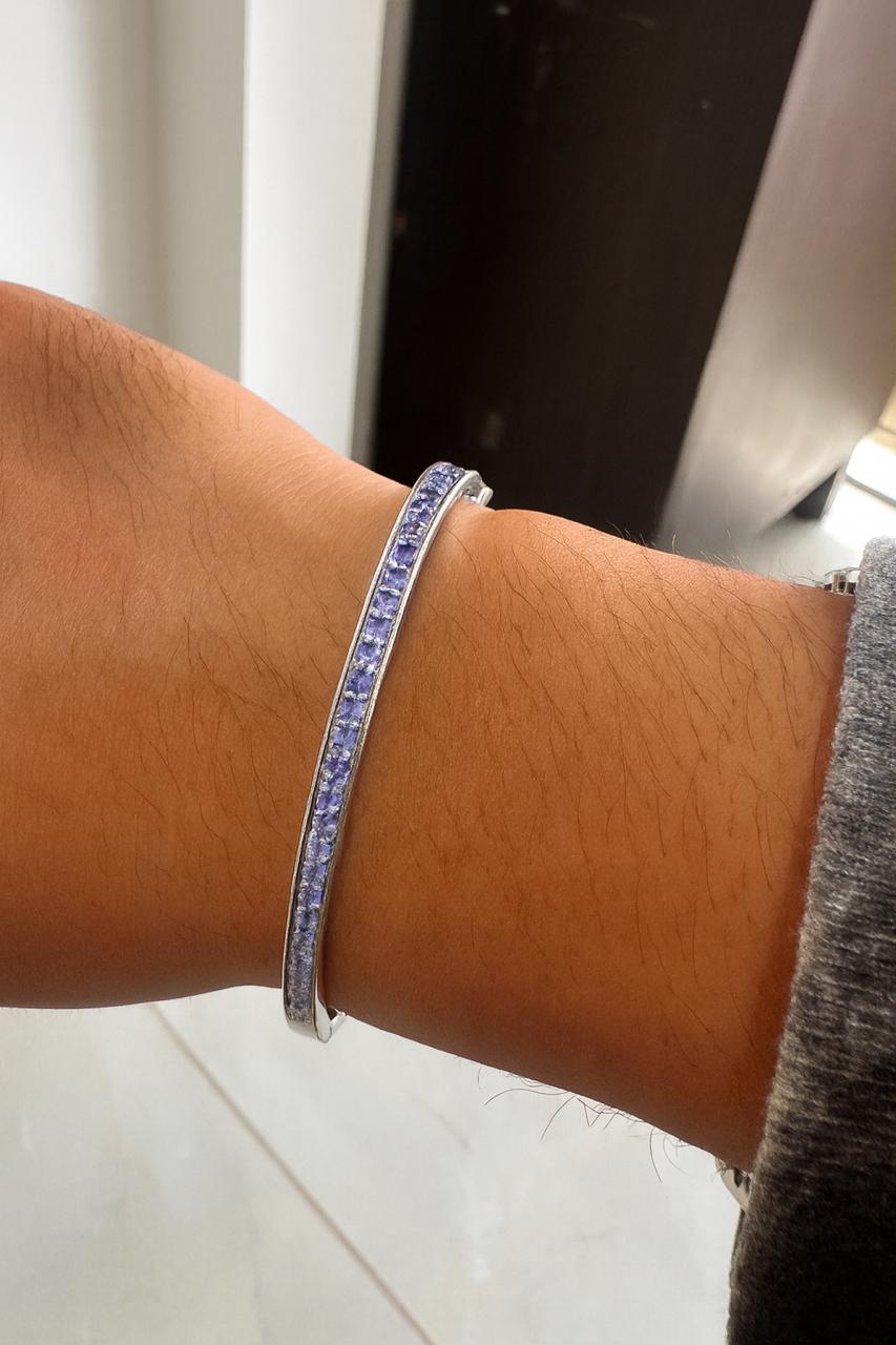 Tanzanite Cuff Bracelet, 925 Sterling Silver, December Birthstone Jewelry, Gift for Her