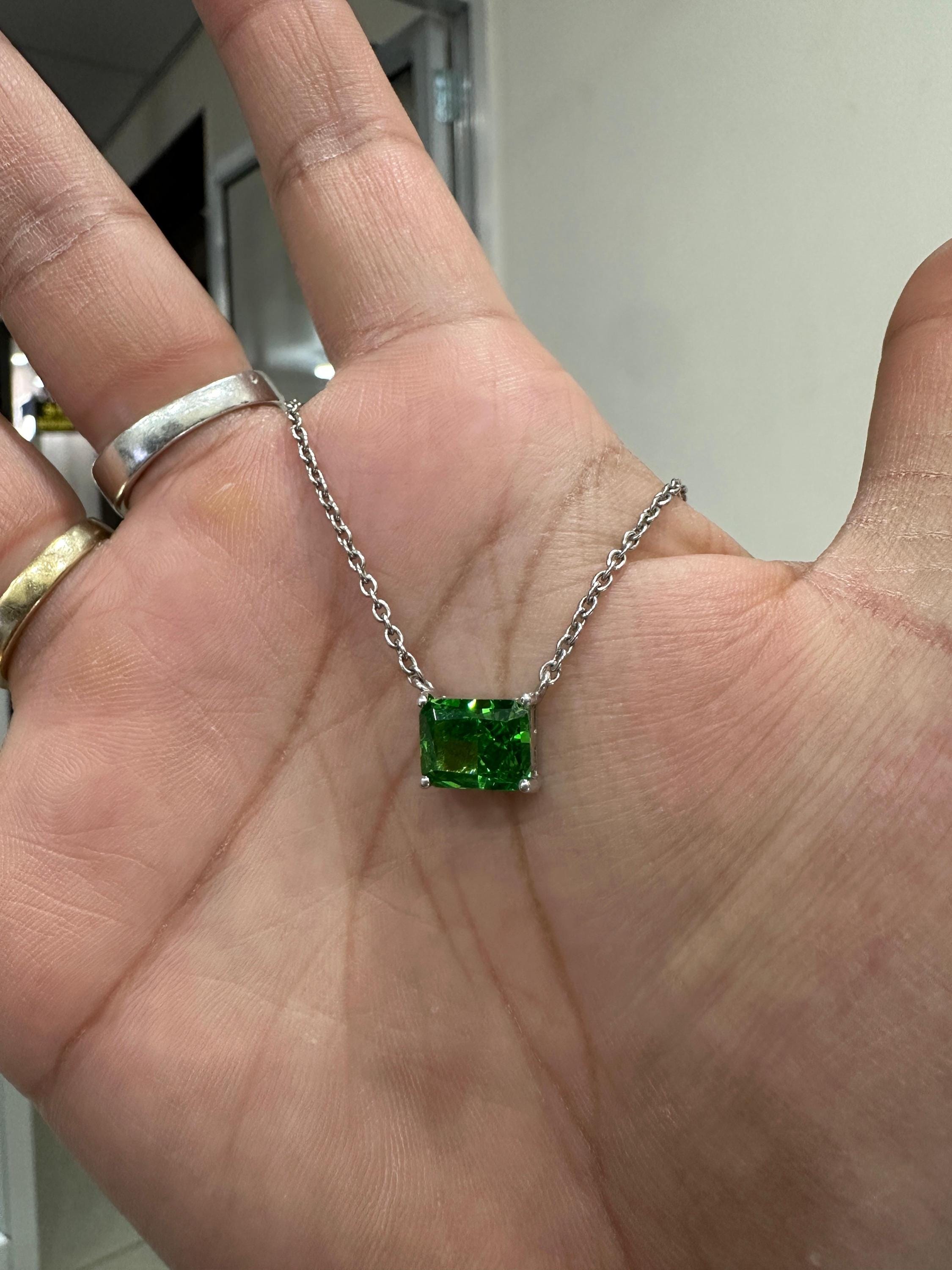 4 CT Zambian Emerald Pendant Necklace | 925 Sterling Silver | Gift for him her