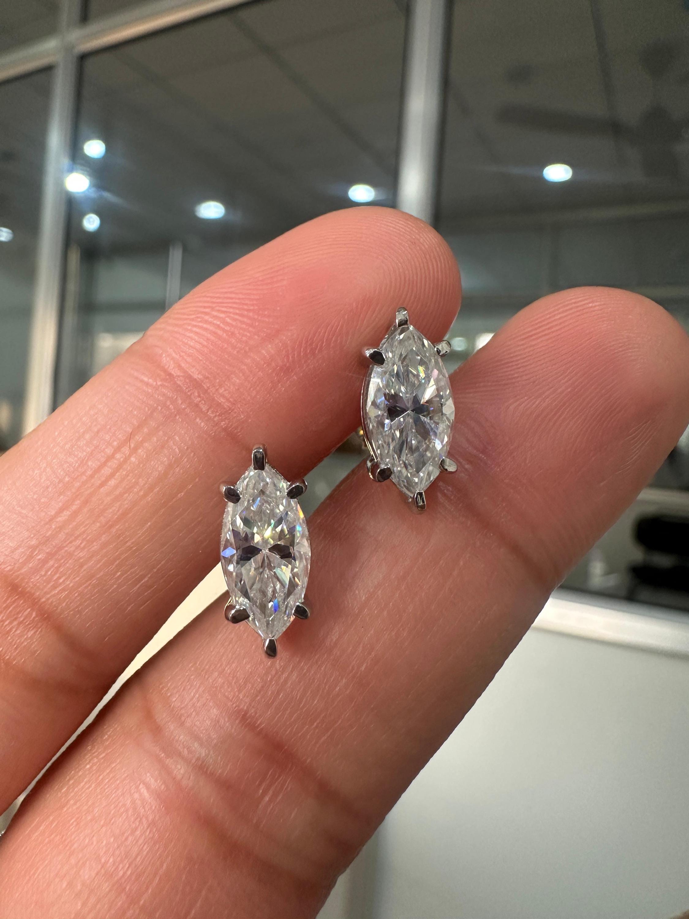 Marquise Moissanite Earrings | 5 CT Daimond Alternative Jewelry | 925 Silver