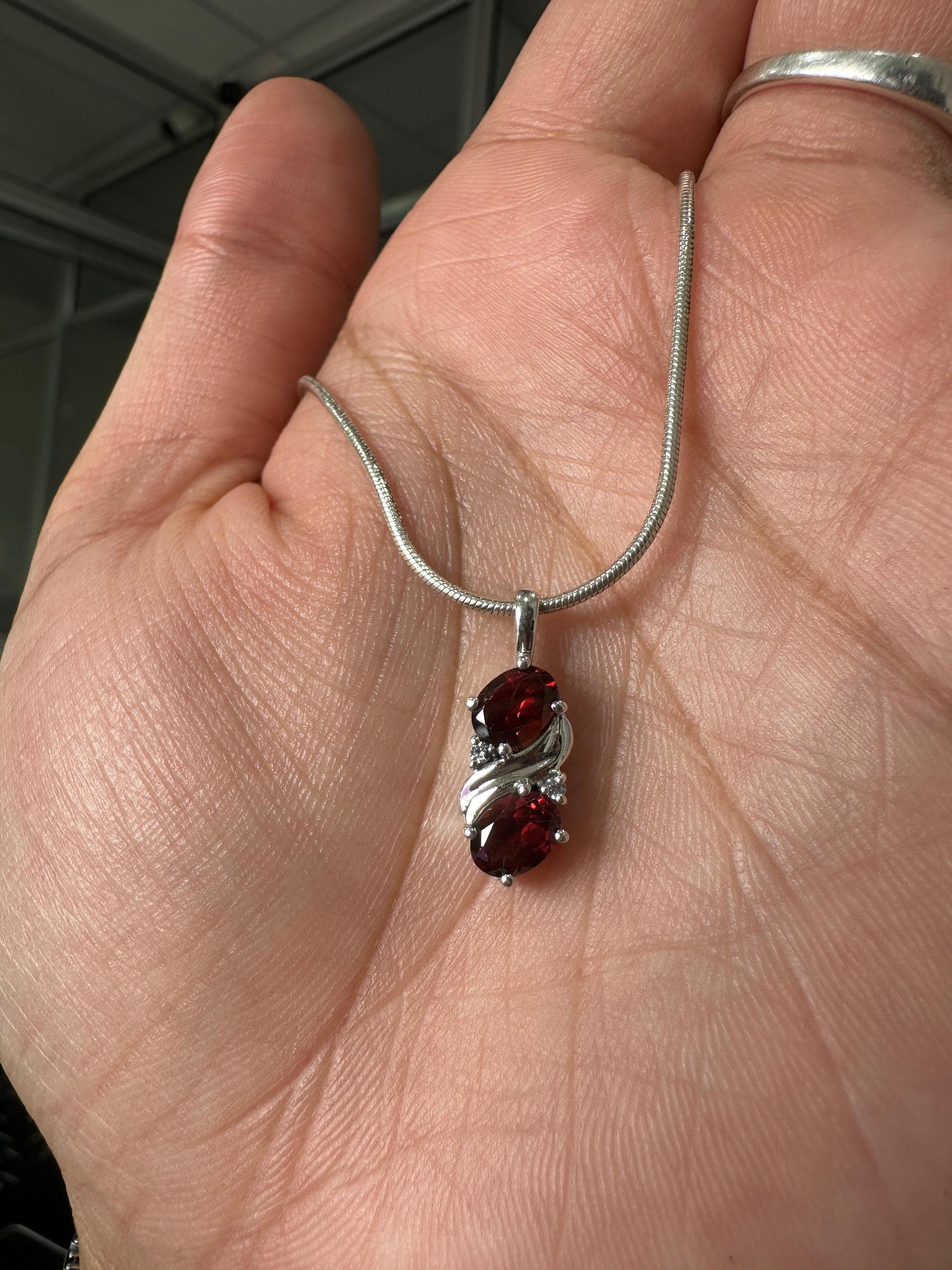 Red Garnet Pendant | 925 Sterling Silver Necklace | January Birthstone Jewelry