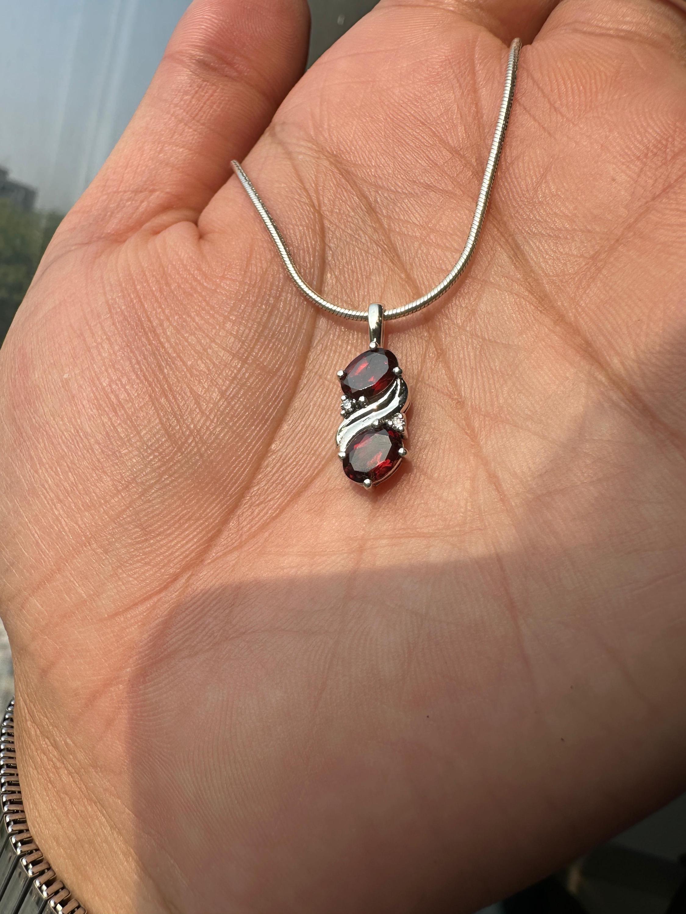 Red Garnet Pendant | 925 Sterling Silver Necklace | January Birthstone Jewelry