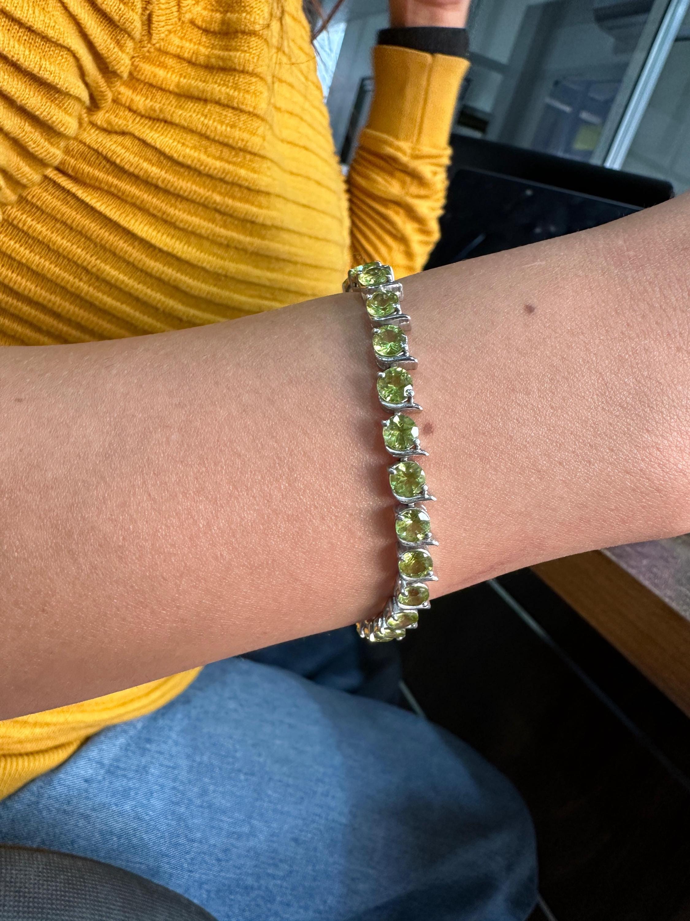 Peridot Tennis Bracelet | 925 Sterling Silver, August Birthstone Jewelry, Luxury Gift for her