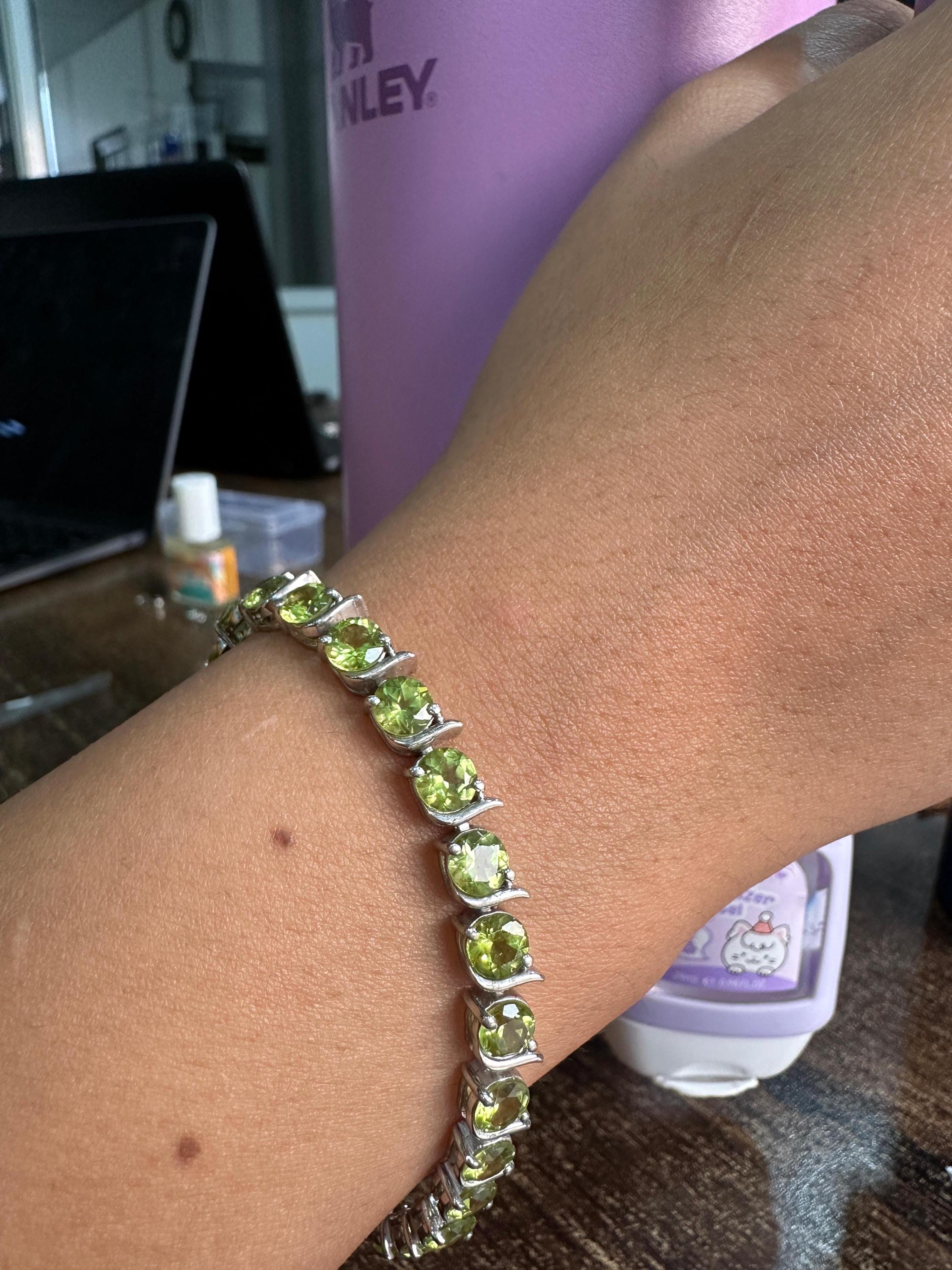Peridot Tennis Bracelet | 925 Sterling Silver, August Birthstone Jewelry, Luxury Gift for her