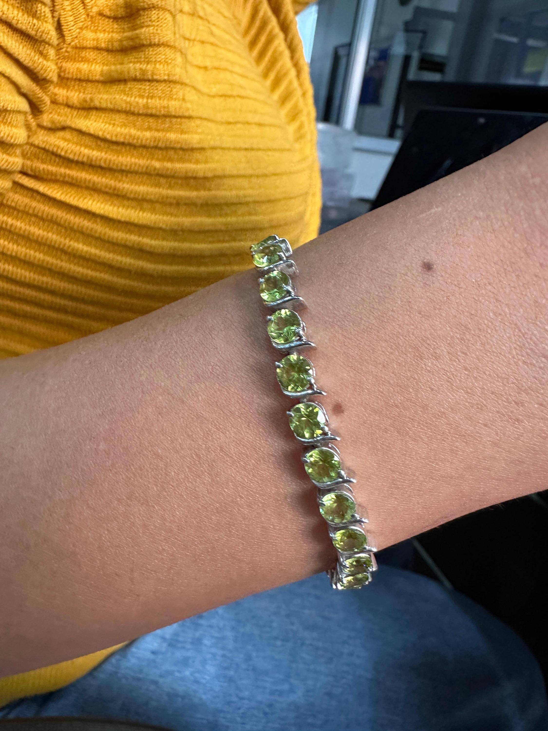 Peridot Tennis Bracelet | 925 Sterling Silver, August Birthstone