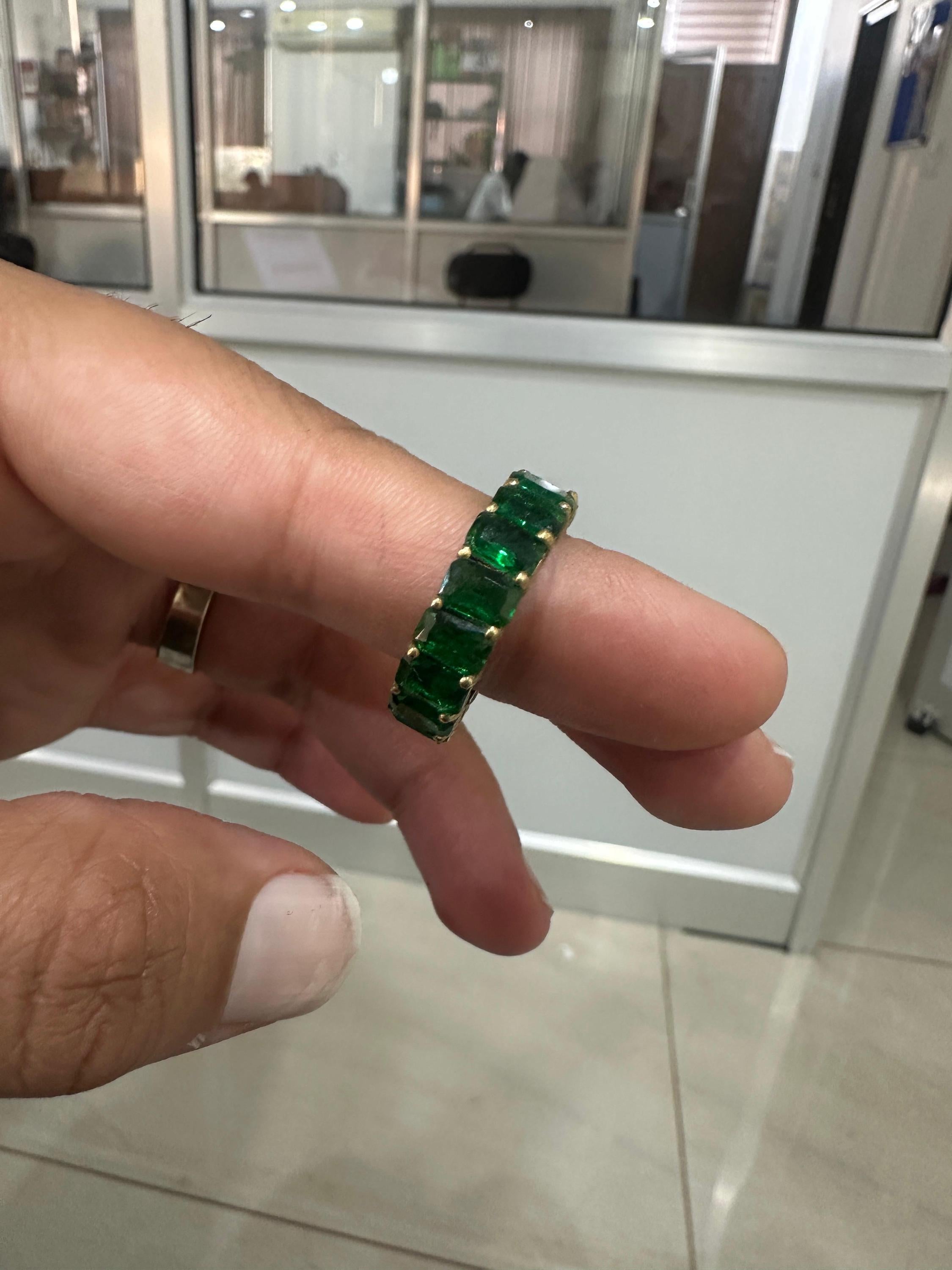 Emerald Eternity Band Ring | 14K Gold Finish, 11 Ct