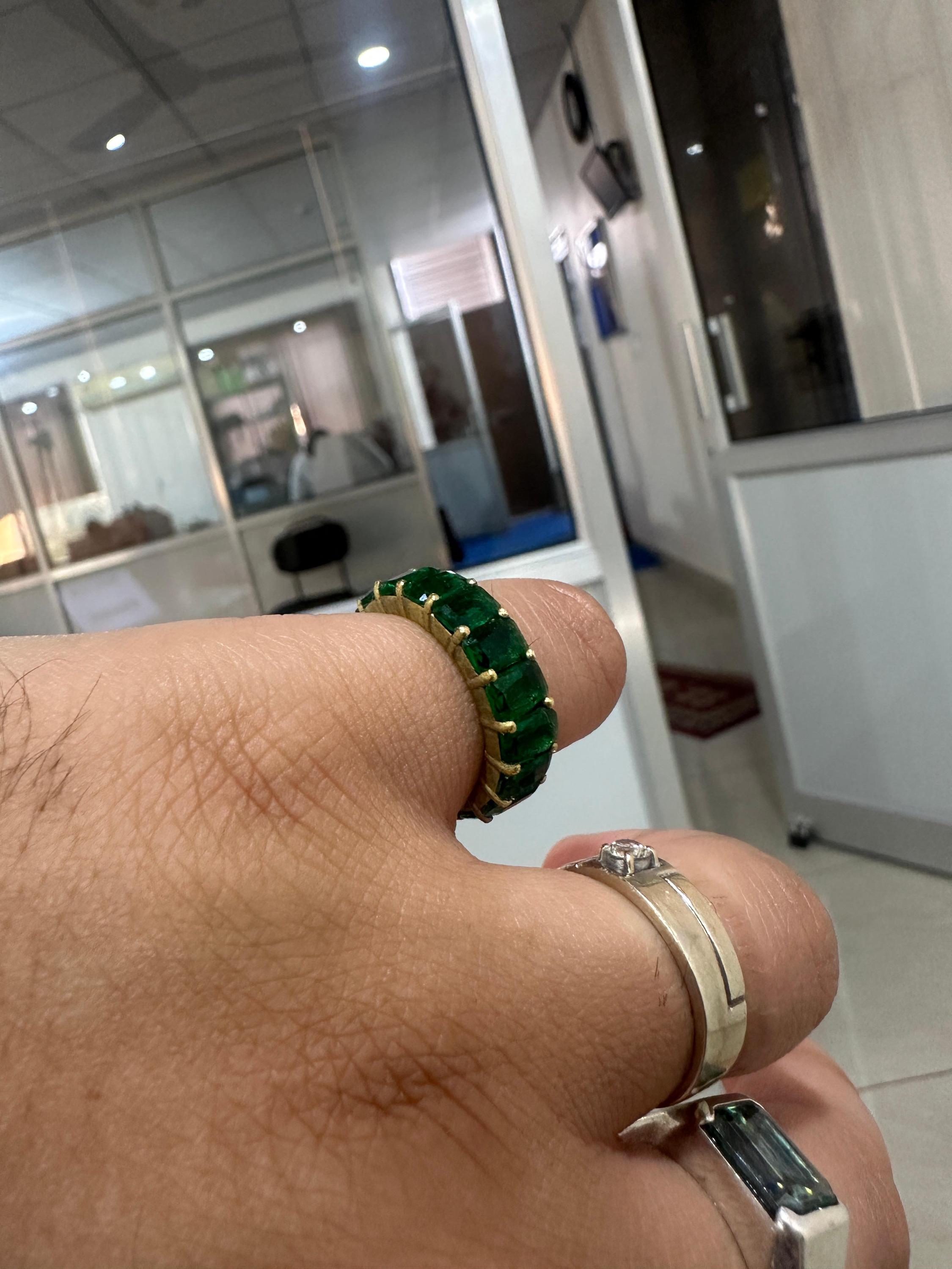 Emerald Eternity Band Ring | 14K Gold Finish, 11 Ct