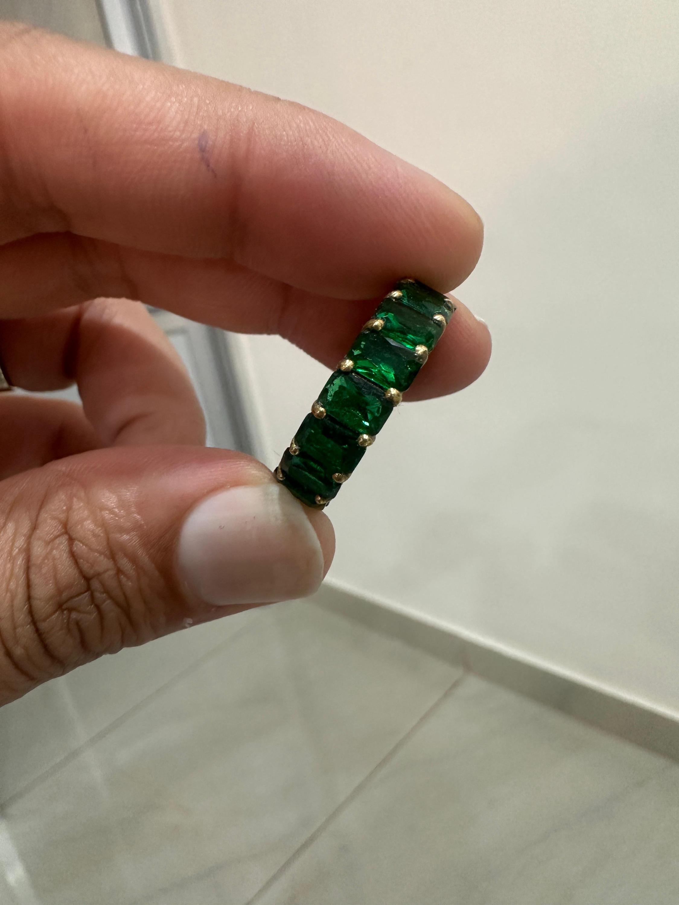 Emerald Eternity Band Ring | 14K Gold Finish, 11 Ct