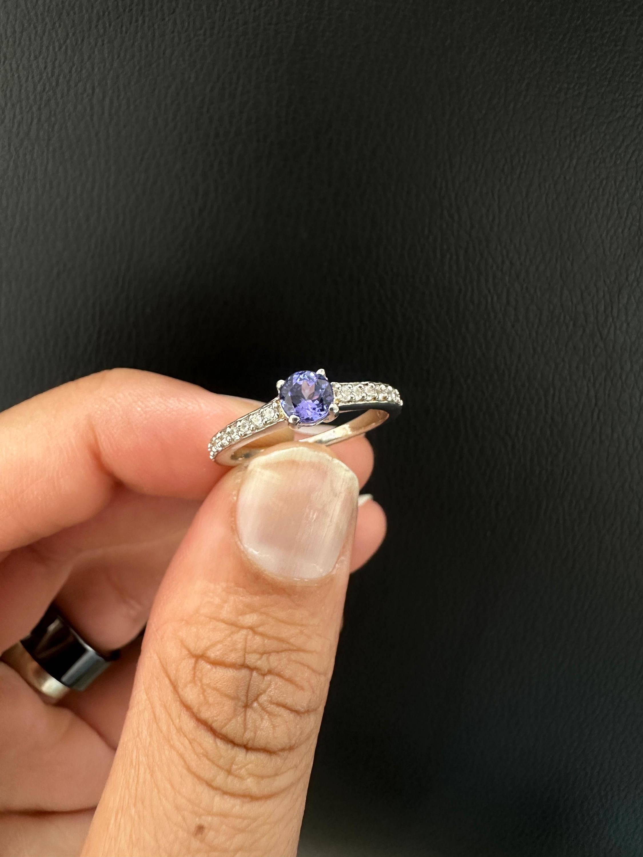 Natural Tanzanite Diamond Ring for women | 14K White Gold, Anniversary Gift for her