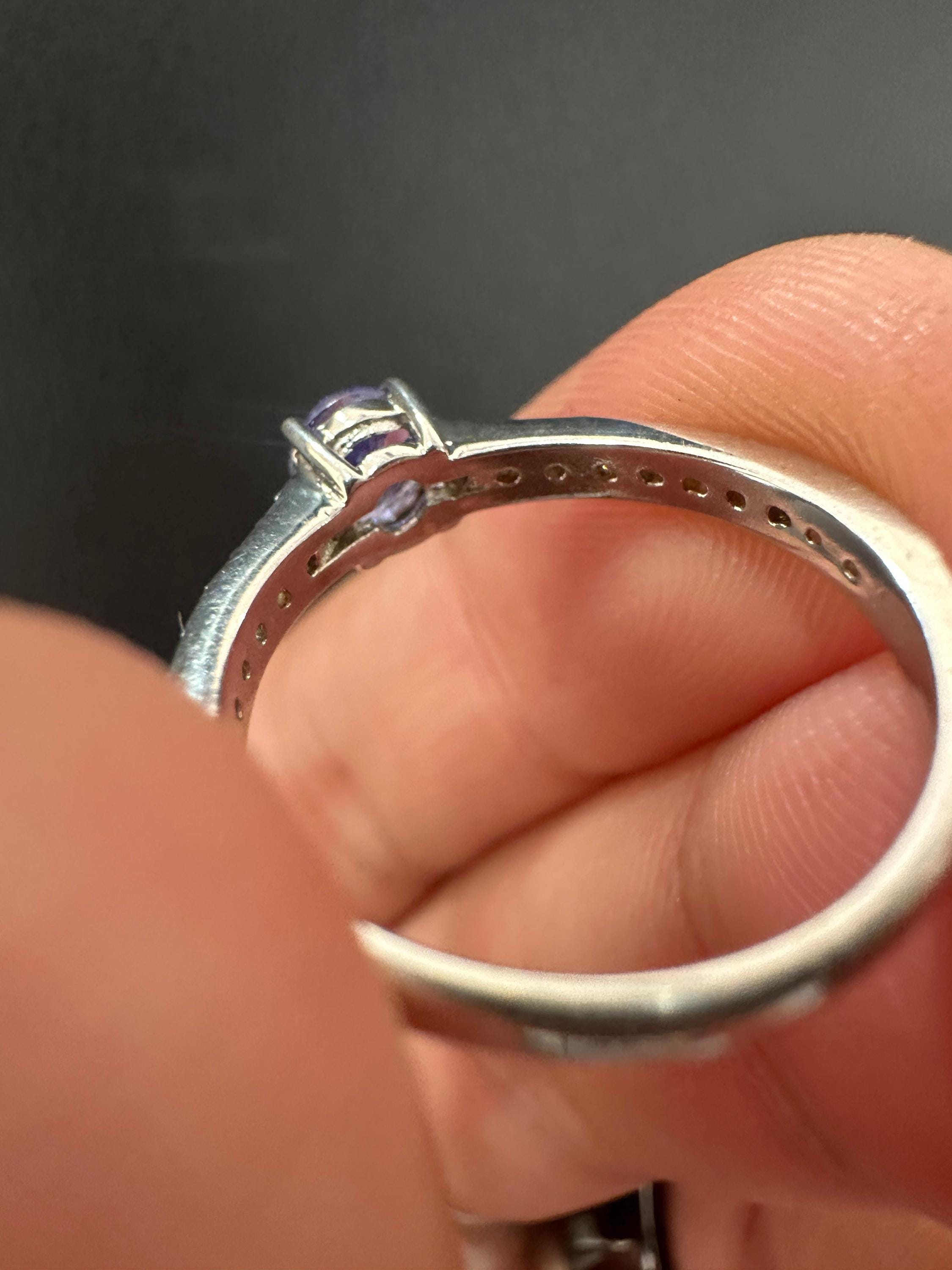 Natural Tanzanite Diamond Ring for women | 14K White Gold, Anniversary Gift for her
